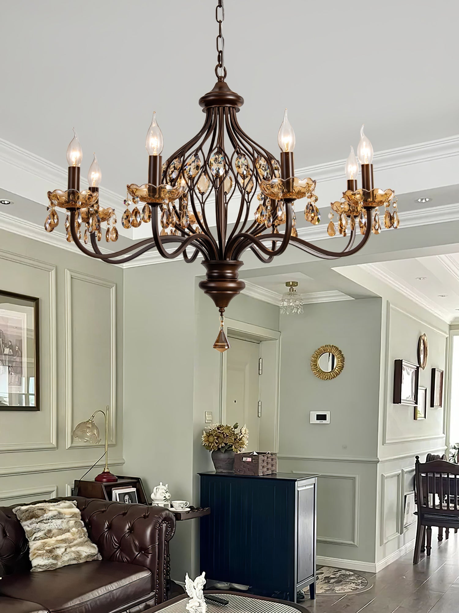 Enorel Vintage Bronze Crystal Chandelier - Lamp Outdoor
