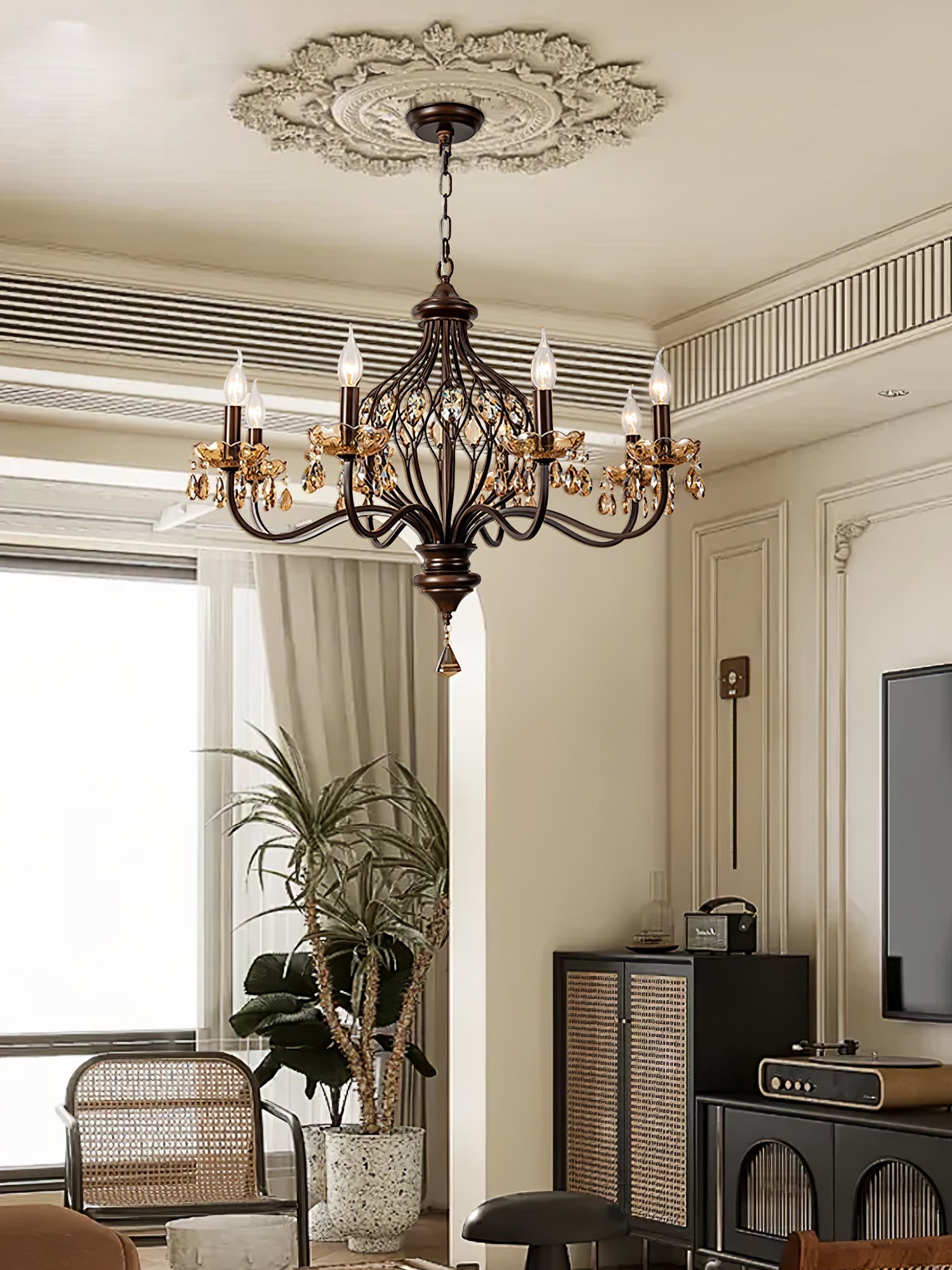 Enorel Vintage Bronze Crystal Chandelier - Lamp Outdoor