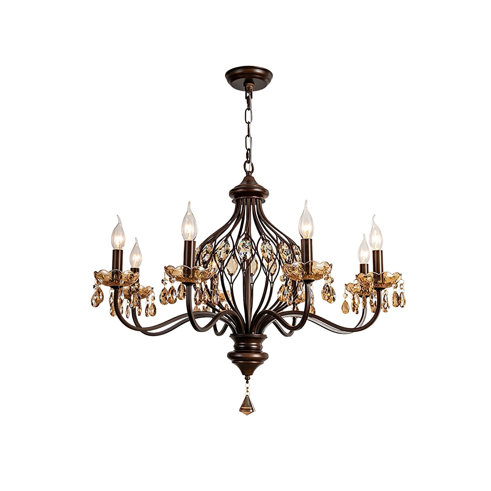 Enorel Vintage Bronze Crystal Chandelier - Lamp Outdoor