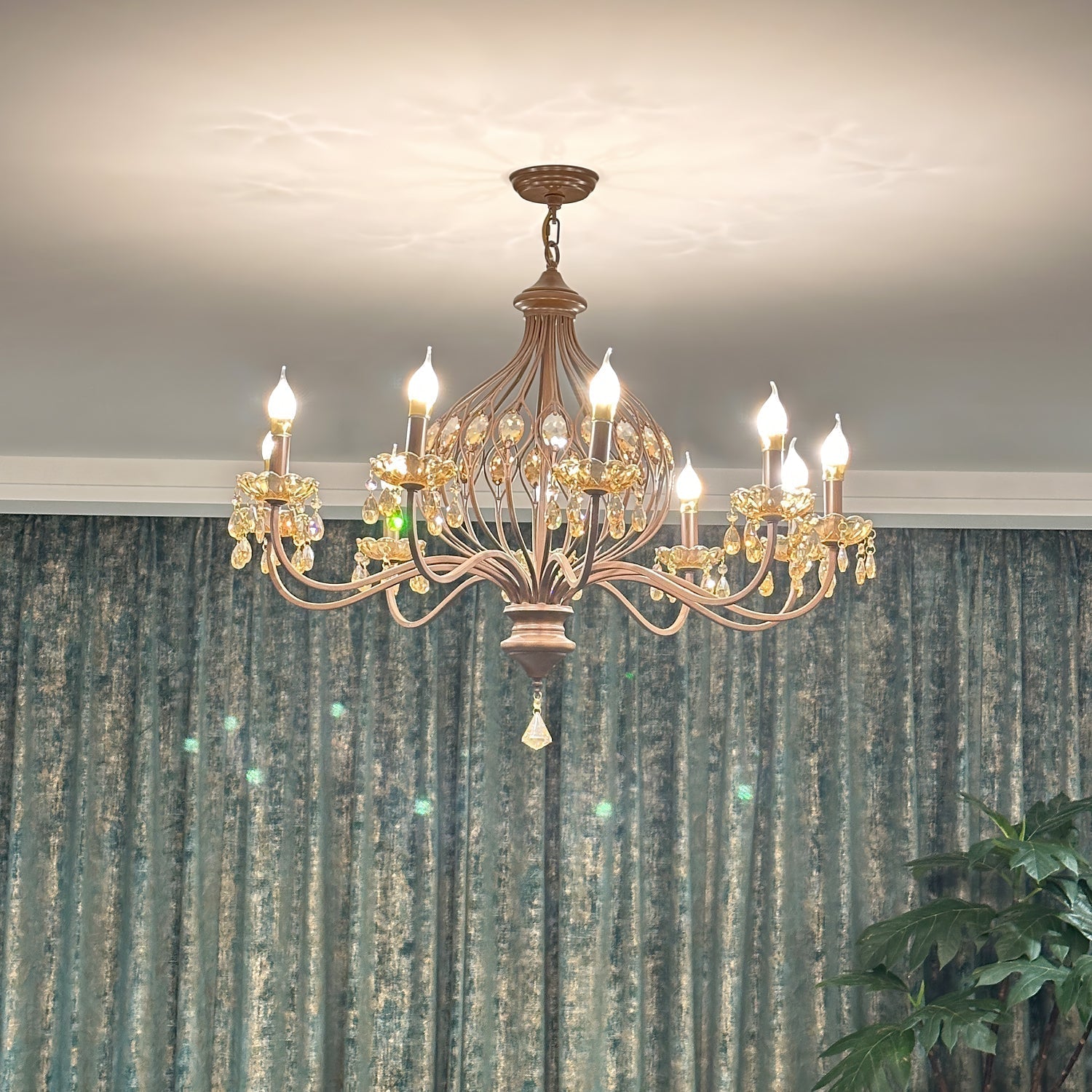 Enorel Vintage Bronze Crystal Chandelier - Lamp Outdoor