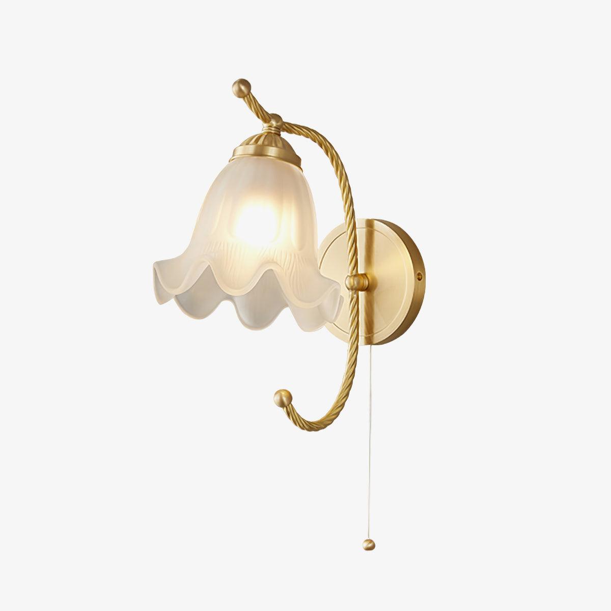Curved Gooseneck Brass Glass Sconce - Lamp Outdoor