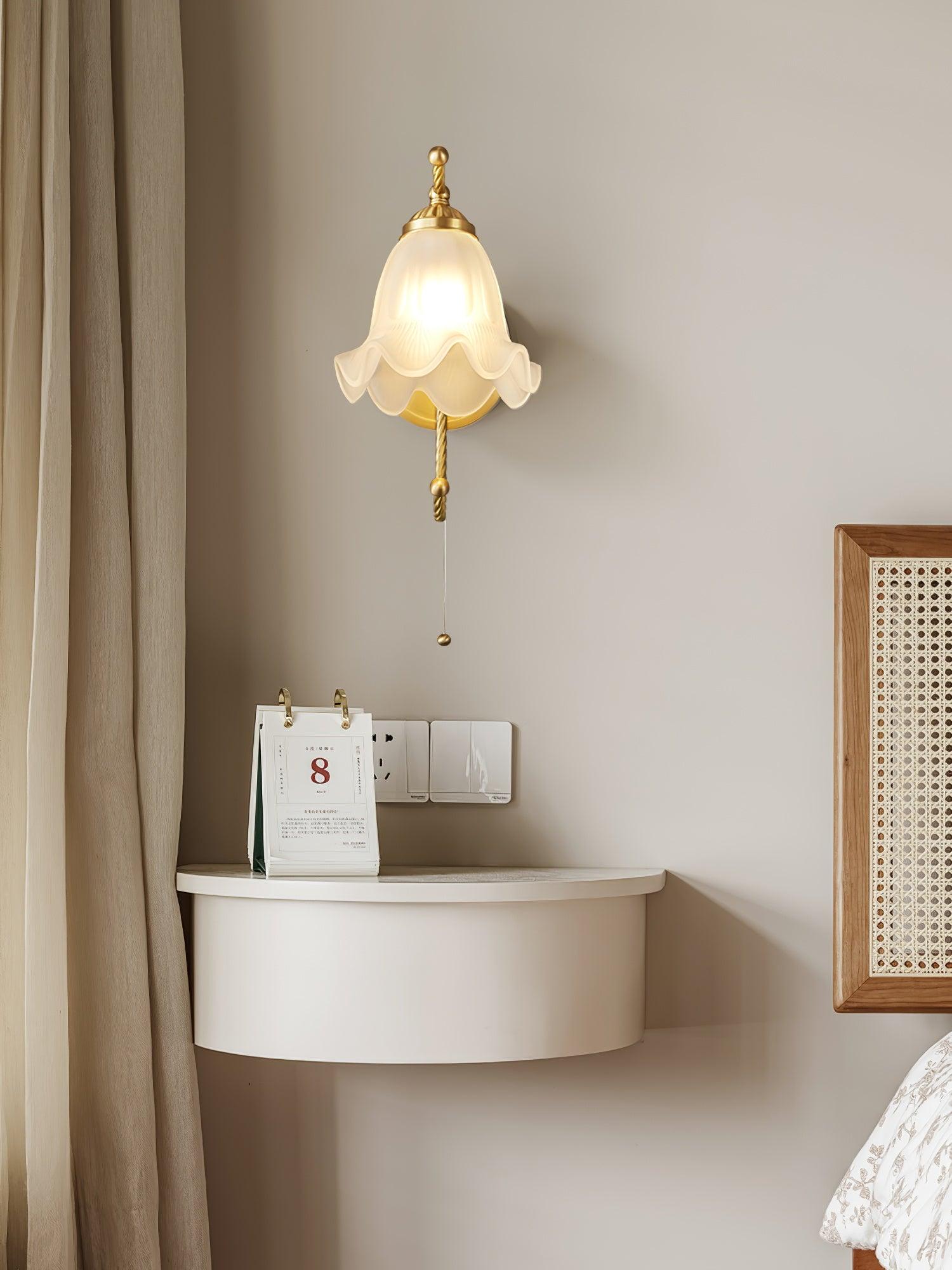 Curved Gooseneck Brass Glass Sconce - Lamp Outdoor