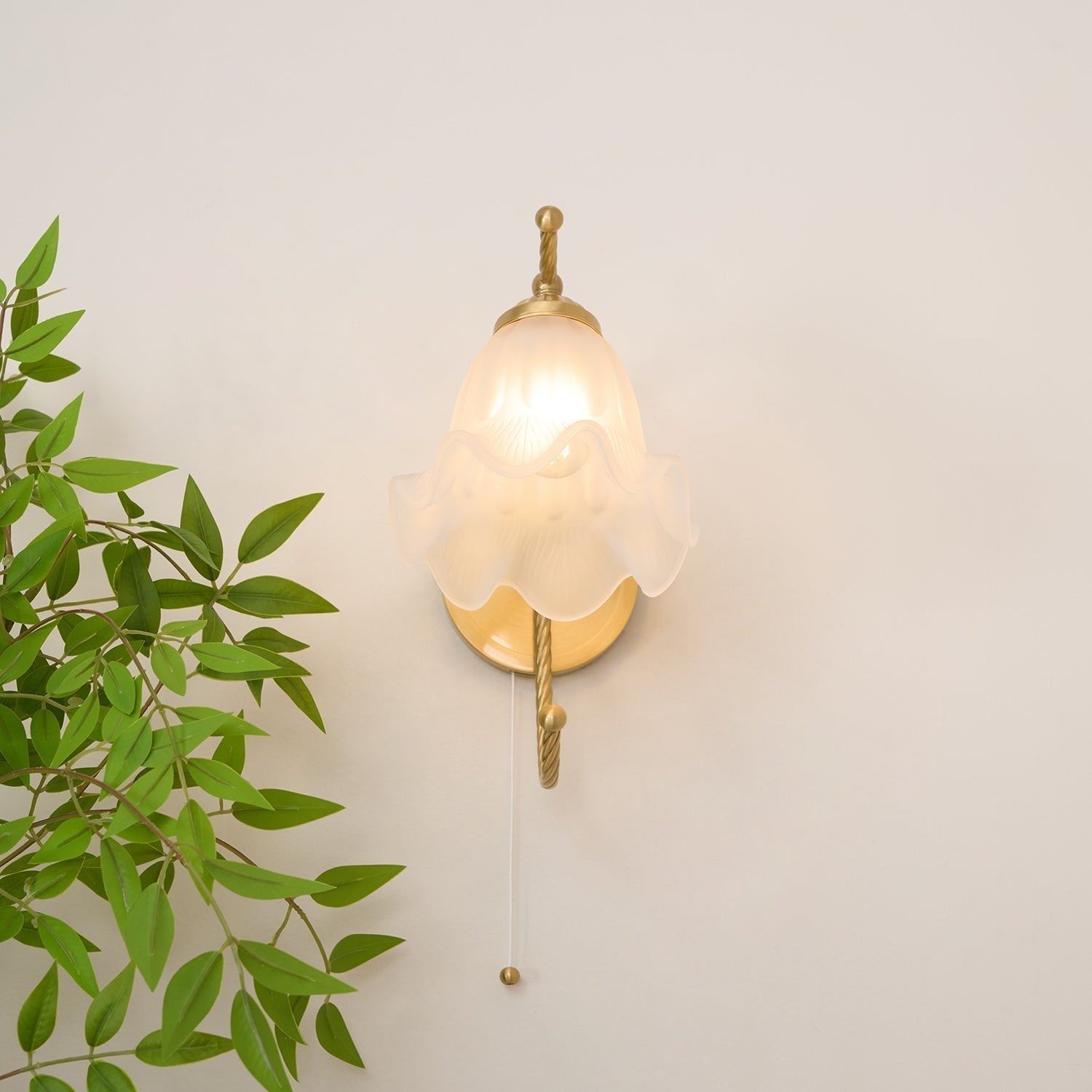Curved Gooseneck Brass Glass Sconce - Lamp Outdoor