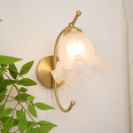 Curved Gooseneck Brass Glass Sconce - Lamp Outdoor