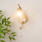 Curved Gooseneck Brass Glass Sconce - Lamp Outdoor