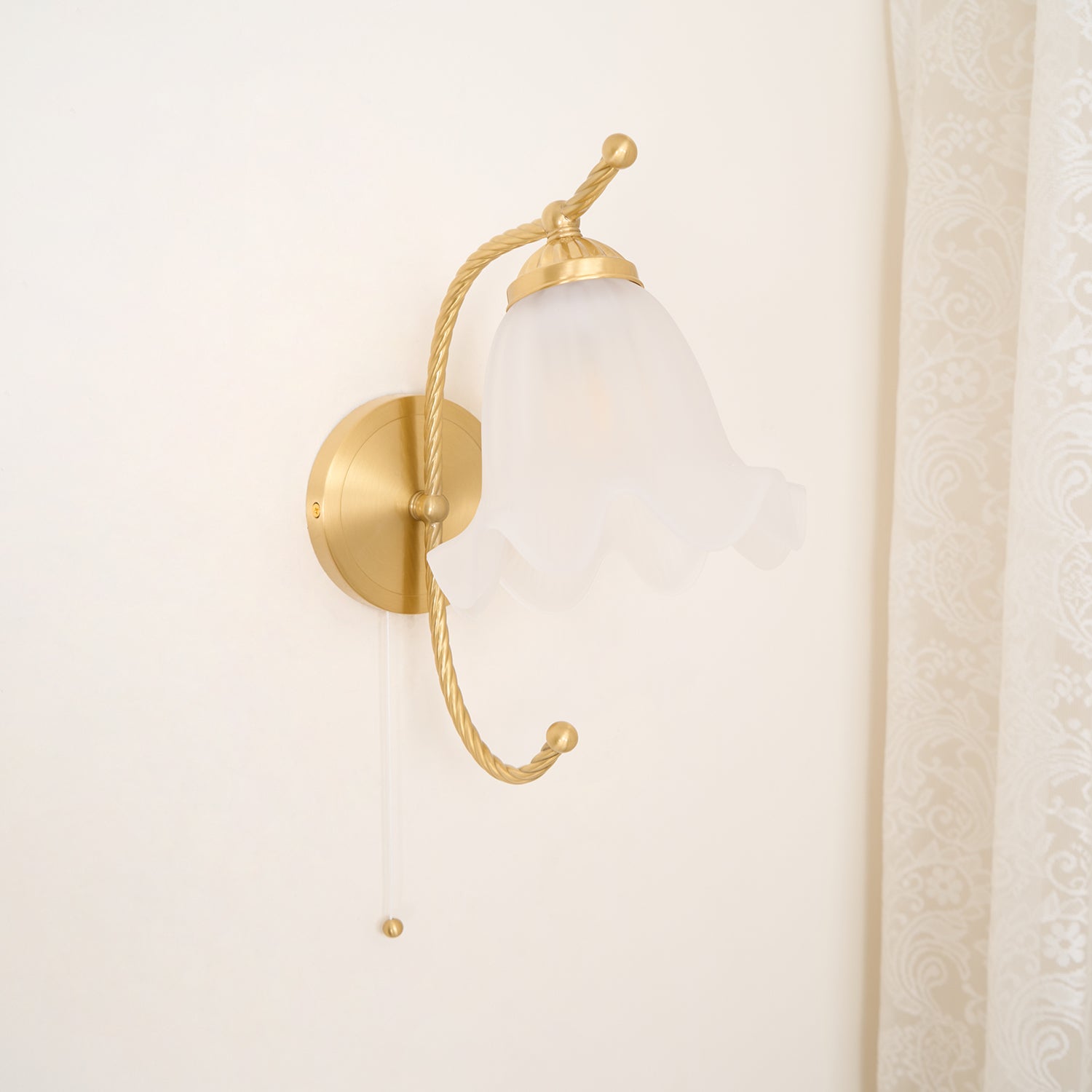 Curved Gooseneck Brass Glass Sconce - Lamp Outdoor