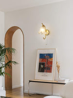 Curved Gooseneck Brass Glass Sconce - Lamp Outdoor