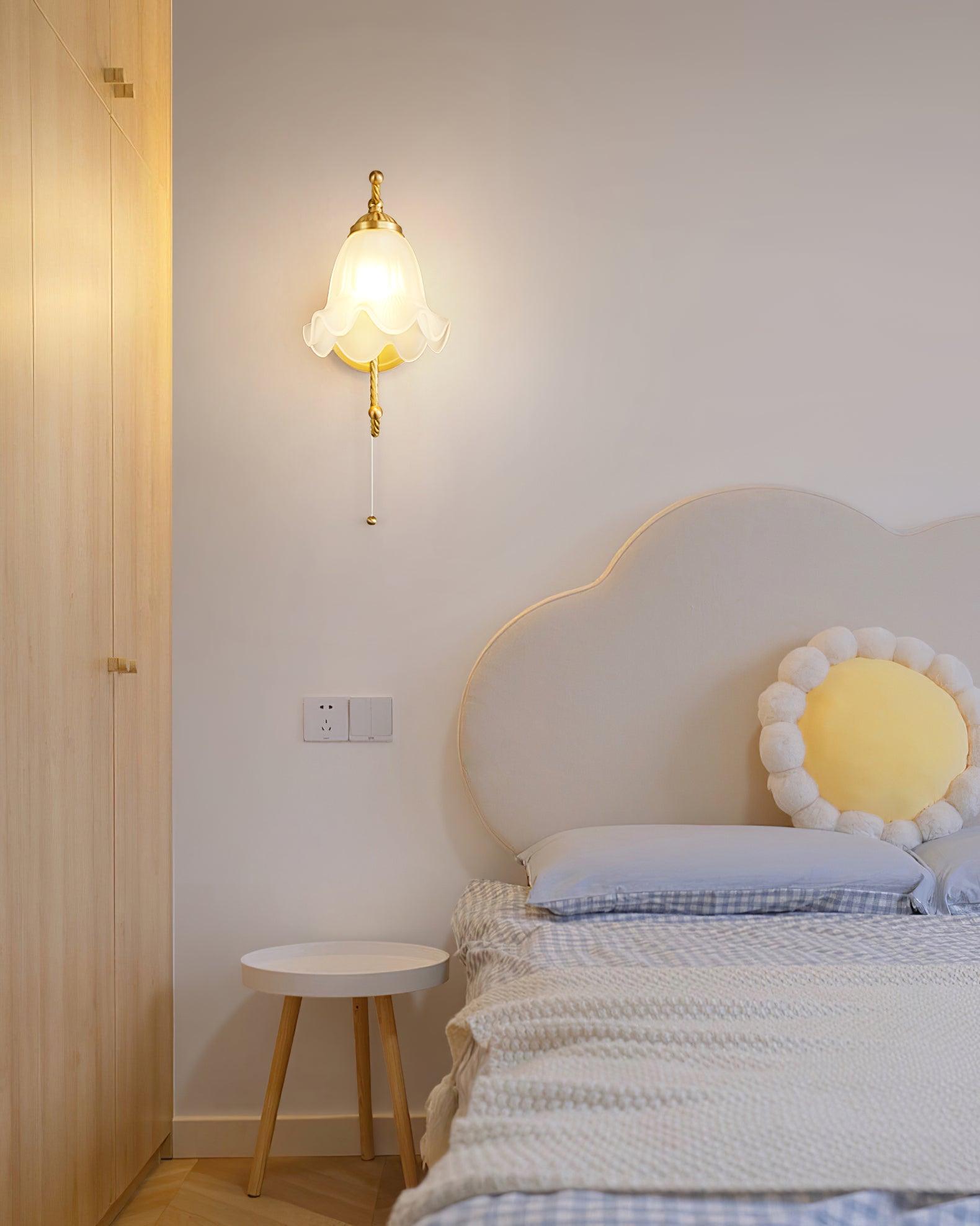 Curved Gooseneck Brass Glass Sconce - Lamp Outdoor