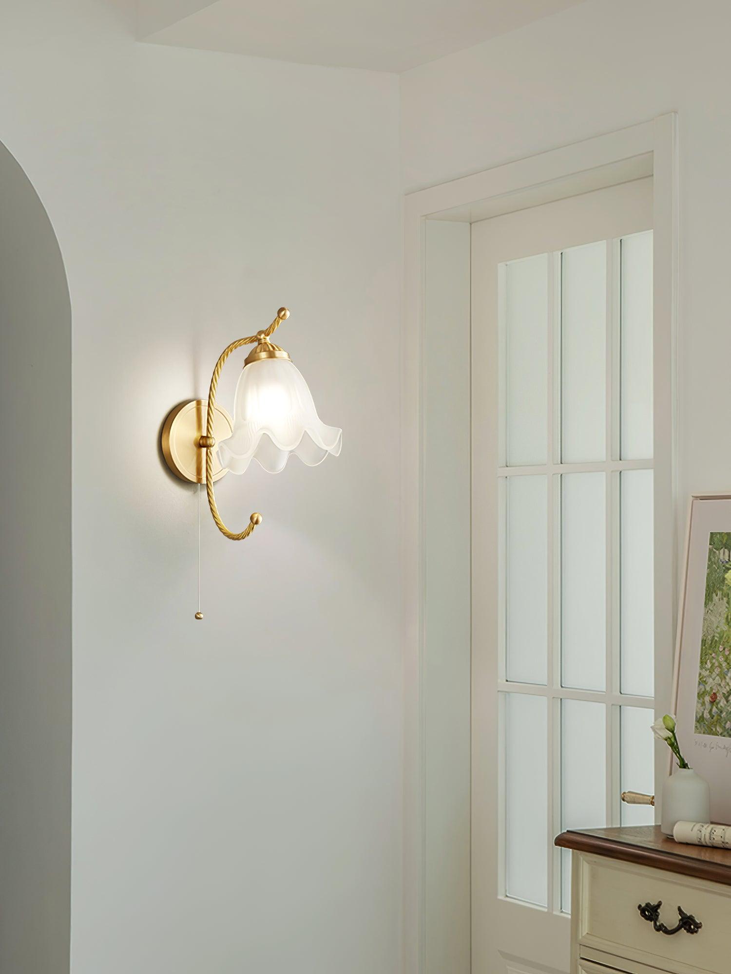 Curved Gooseneck Brass Glass Sconce - Lamp Outdoor