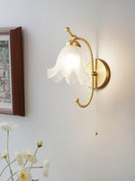 Curved Gooseneck Brass Glass Sconce - Lamp Outdoor