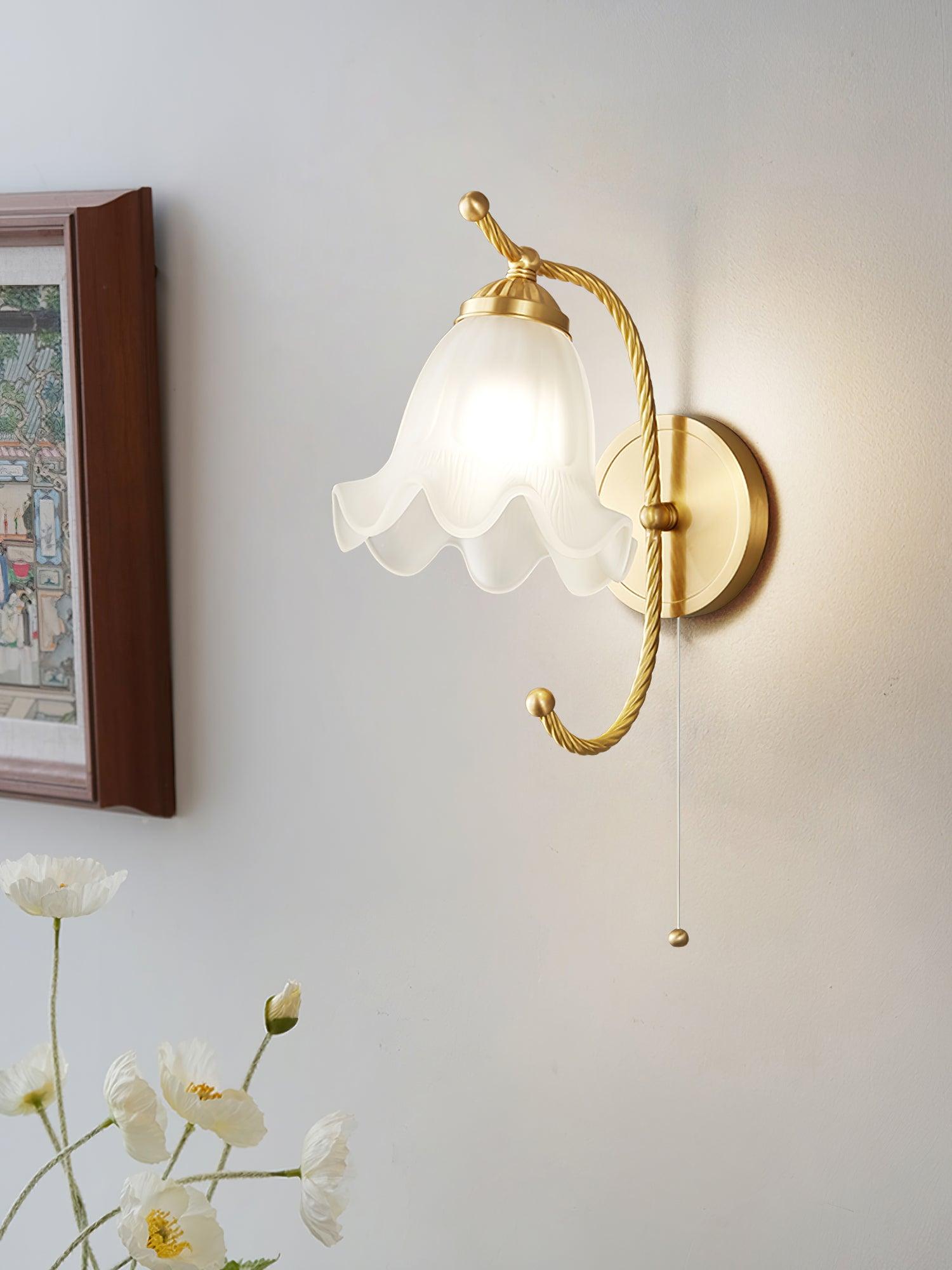 Curved Gooseneck Brass Glass Sconce - Lamp Outdoor