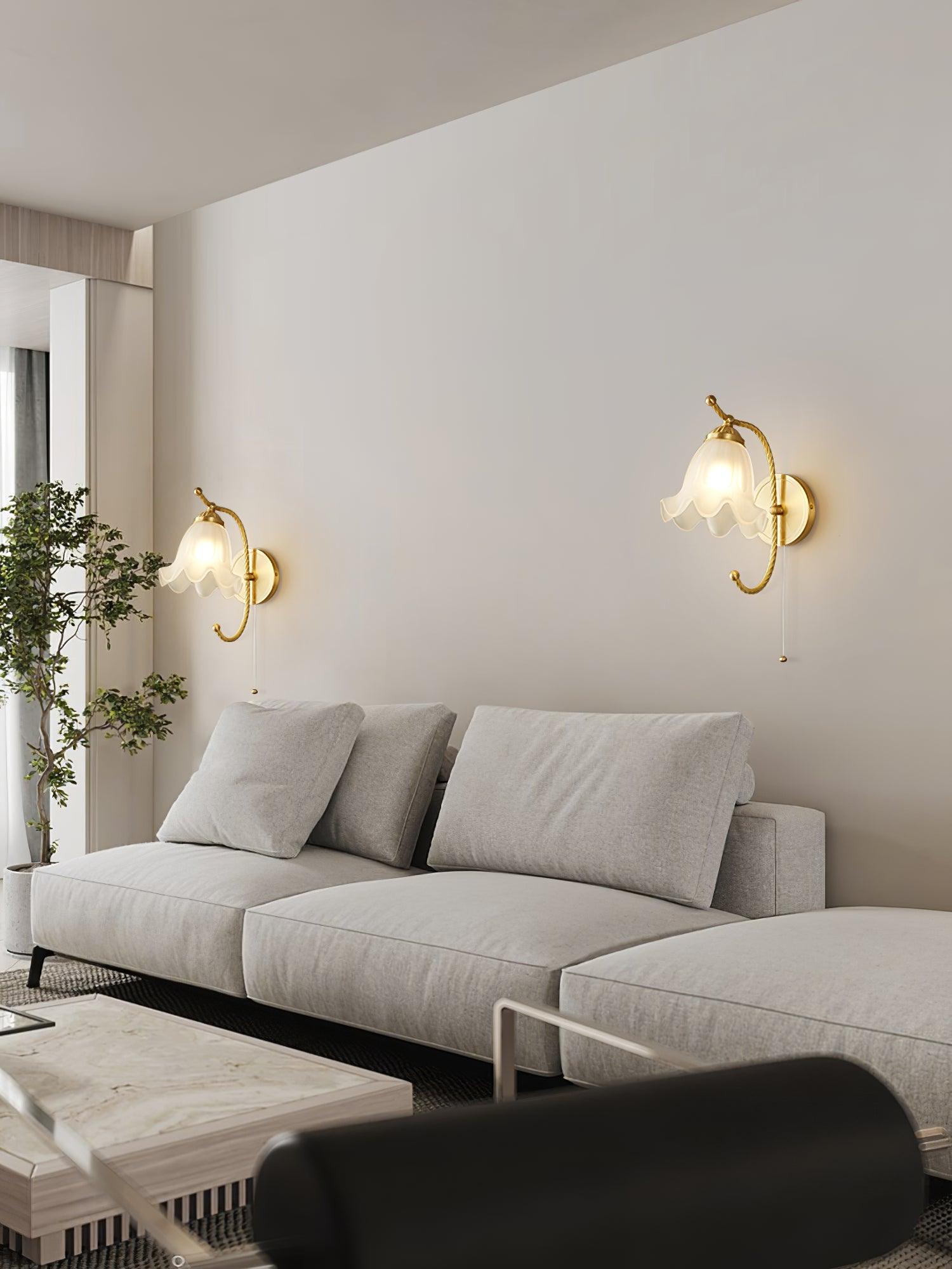 Curved Gooseneck Brass Glass Sconce - Lamp Outdoor