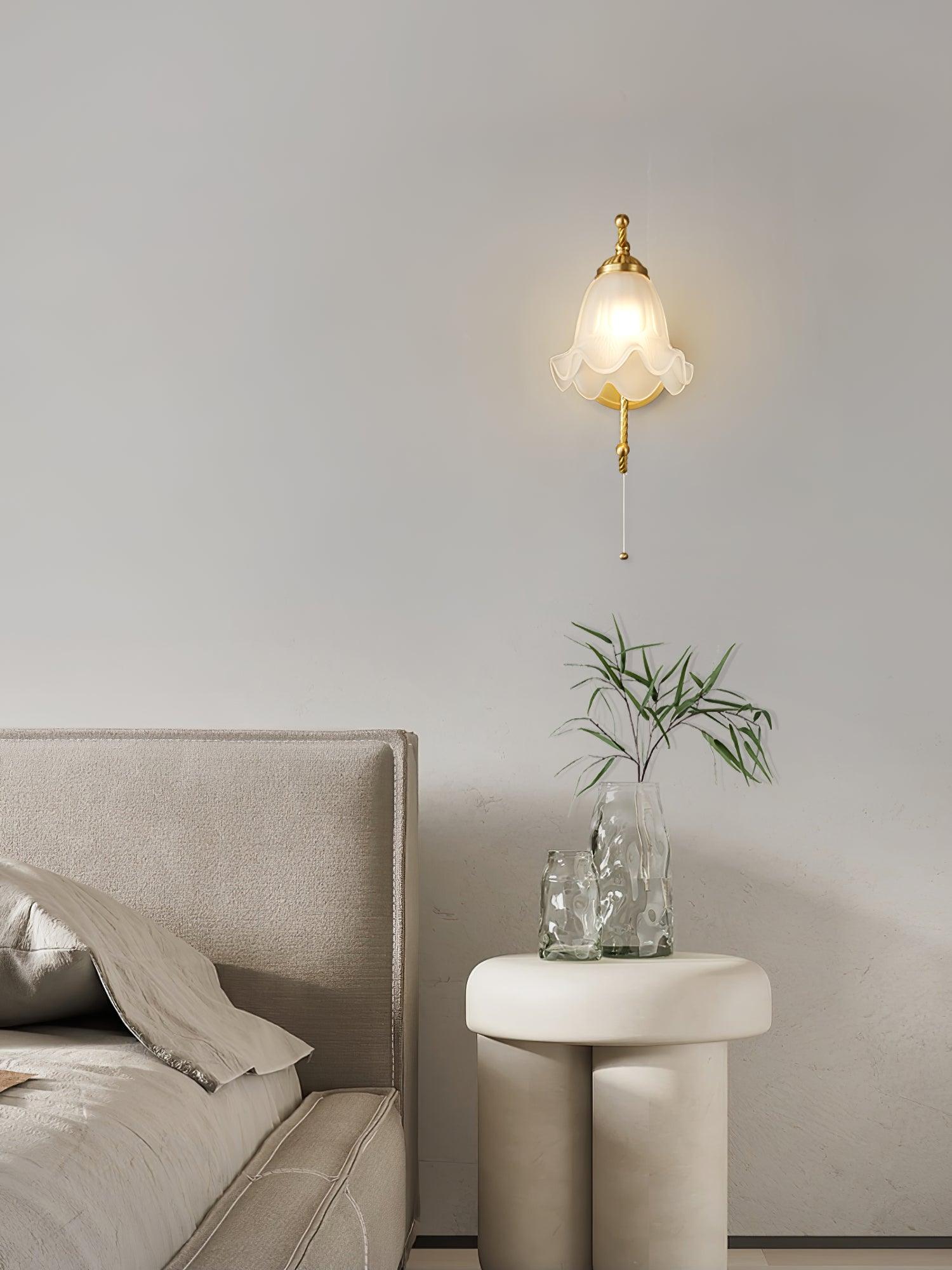 Curved Gooseneck Brass Glass Sconce - Lamp Outdoor
