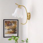 Curved Gooseneck Brass Glass Sconce - Lamp Outdoor