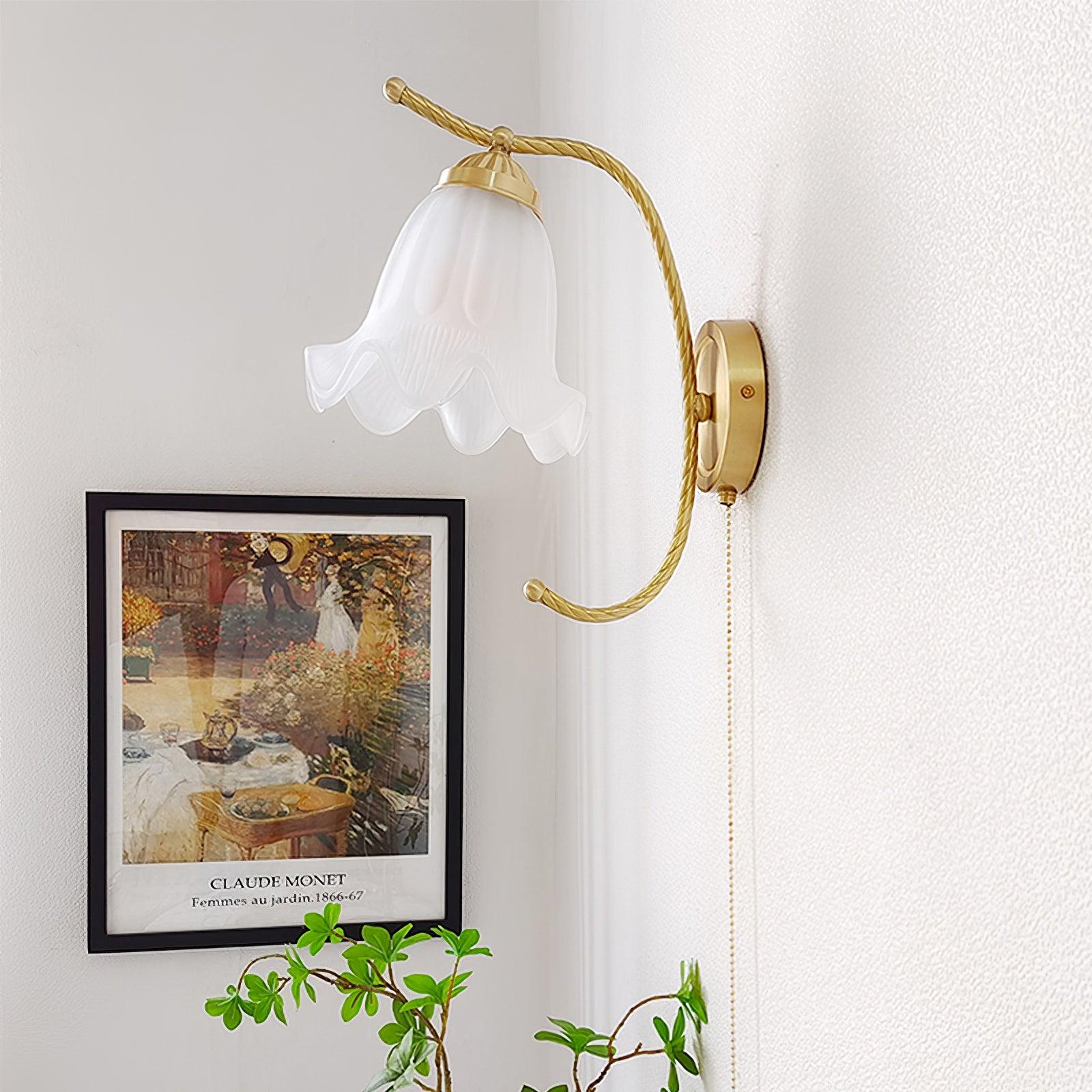 Curved Gooseneck Brass Glass Sconce - Lamp Outdoor