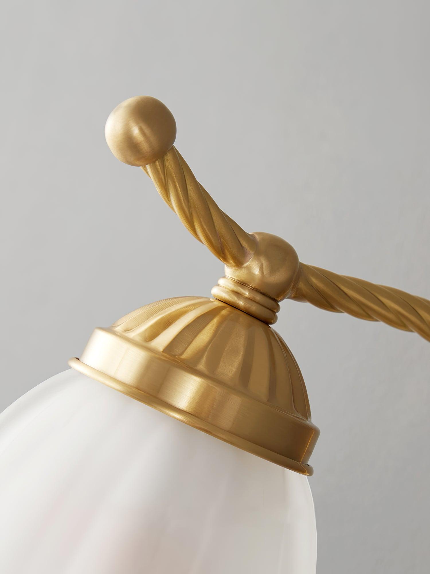 Curved Gooseneck Brass Glass Sconce - Lamp Outdoor