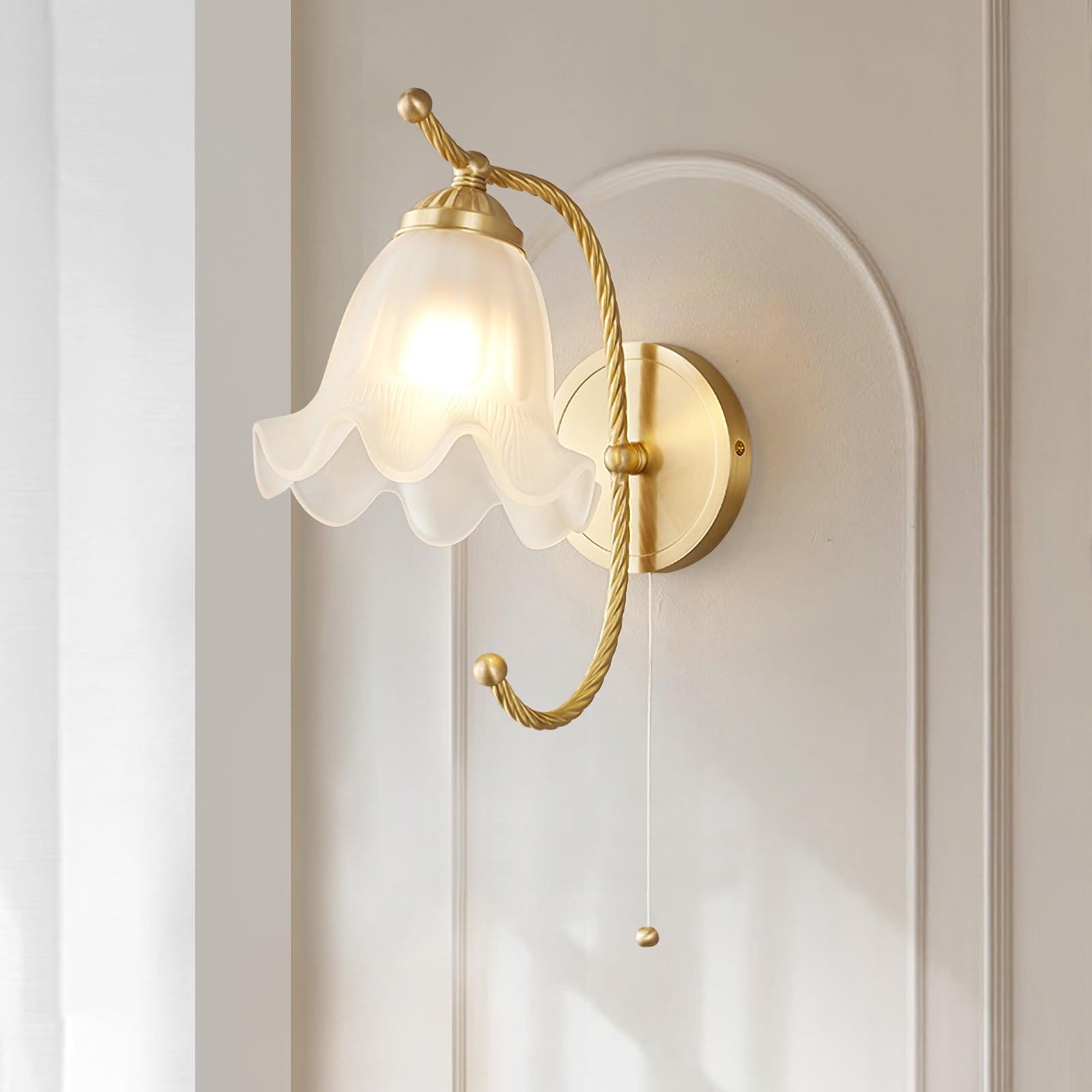 Curved Gooseneck Brass Glass Sconce - Lamp Outdoor