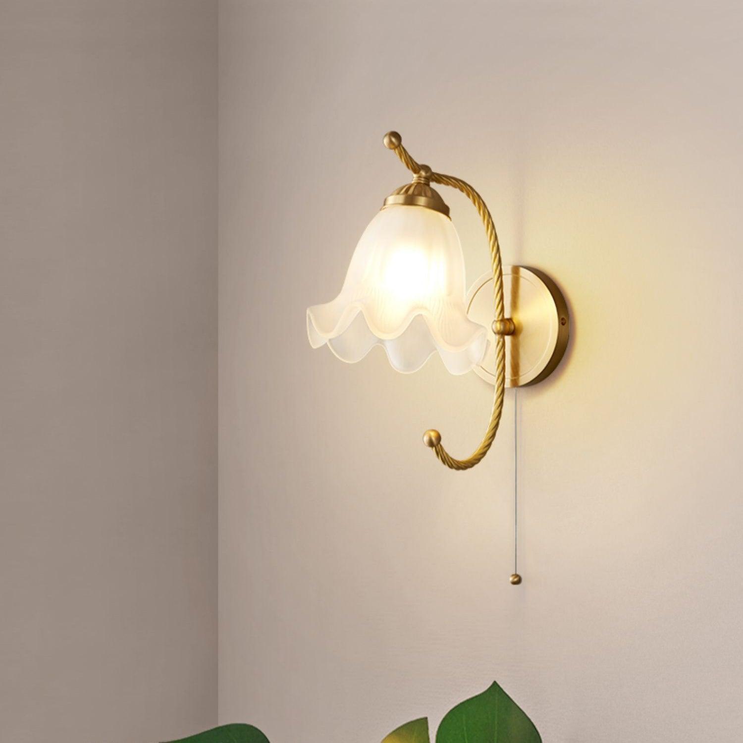 Curved Gooseneck Brass Glass Sconce - Lamp Outdoor