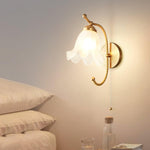 Curved Gooseneck Brass Glass Sconce - Lamp Outdoor
