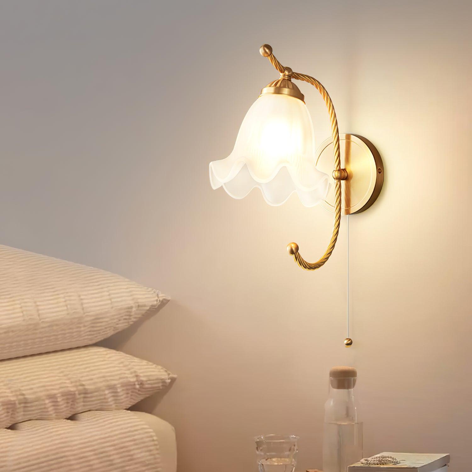 Curved Gooseneck Brass Glass Sconce - Lamp Outdoor