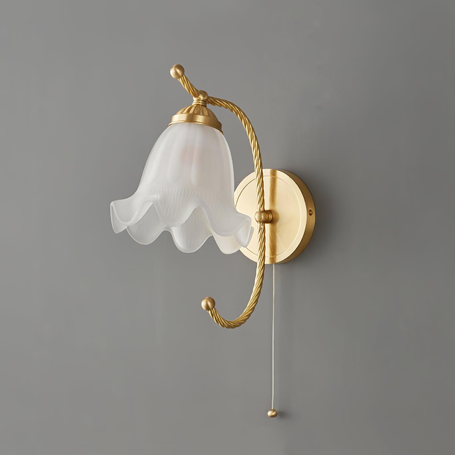 Curved Gooseneck Brass Glass Sconce - Lamp Outdoor