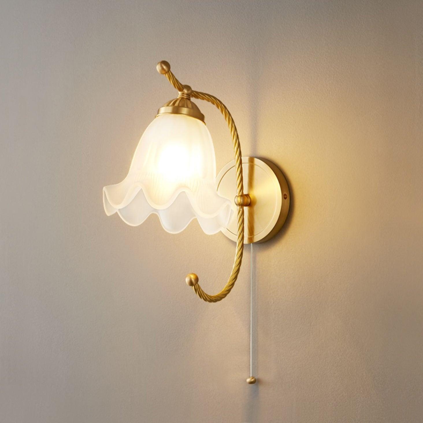 Curved Gooseneck Brass Glass Sconce - Lamp Outdoor
