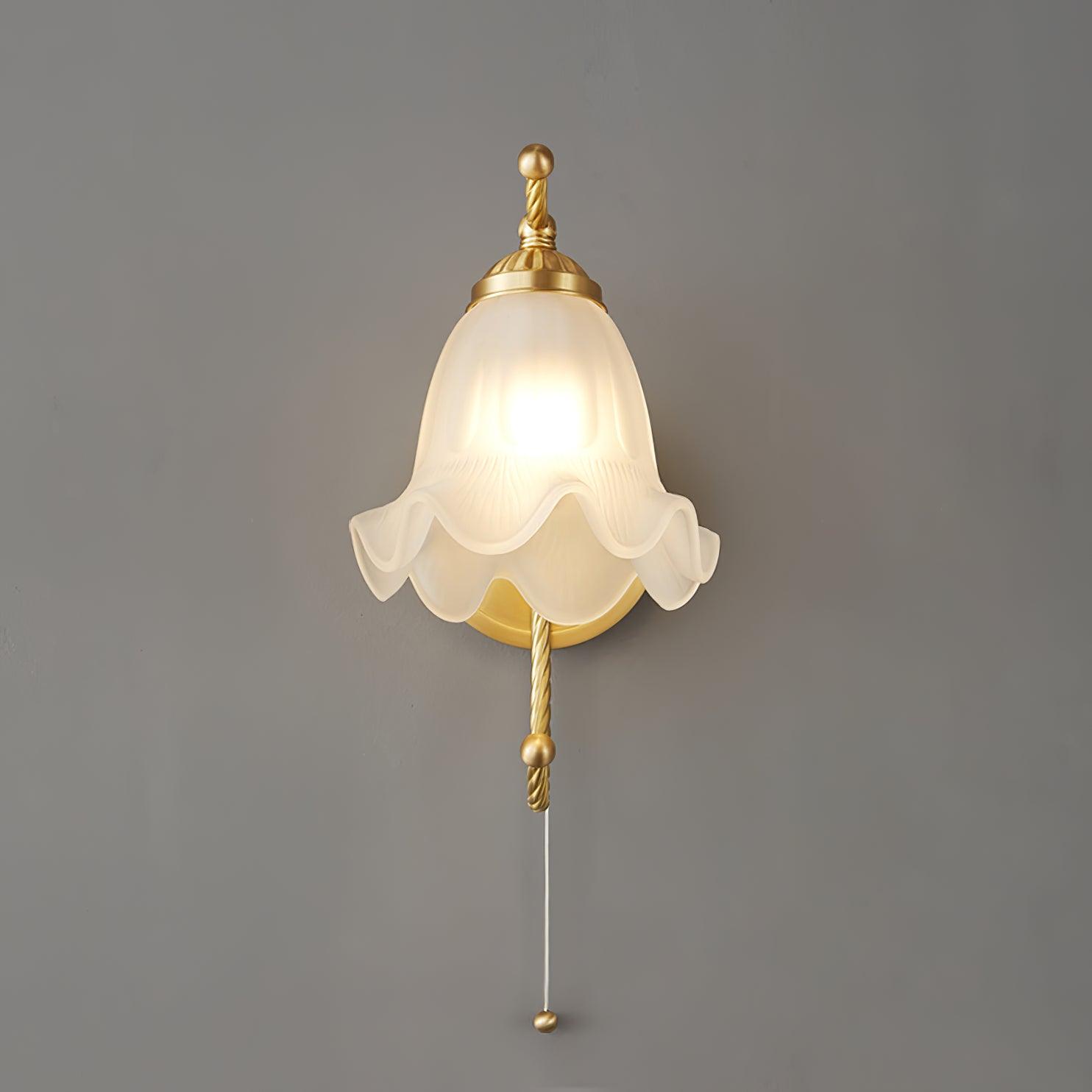 Curved Gooseneck Brass Glass Sconce - Lamp Outdoor
