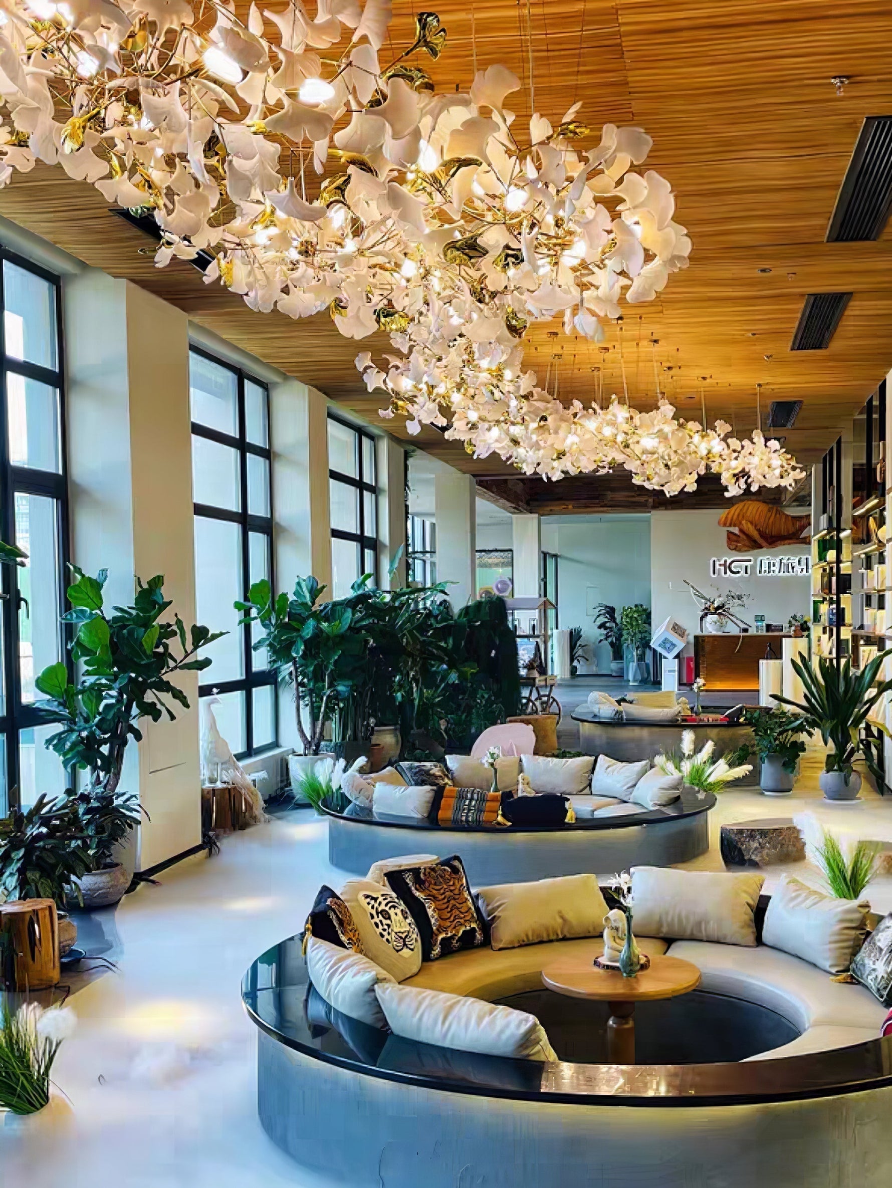 Eurzoris Gingko Metal Leaf Chandelier - Lamp Outdoor