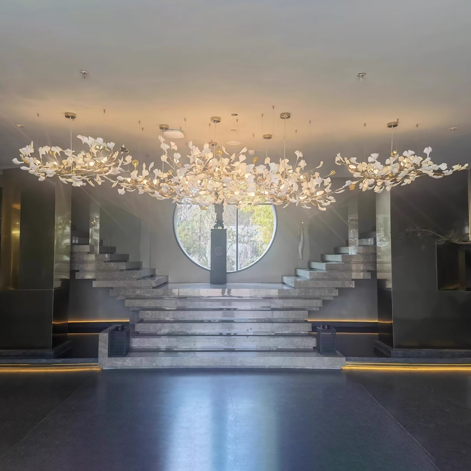 Eurzoris Gingko Metal Leaf Chandelier - Lamp Outdoor