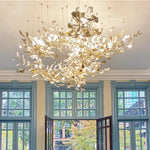 Eurzoris Gingko Metal Leaf Chandelier - Lamp Outdoor