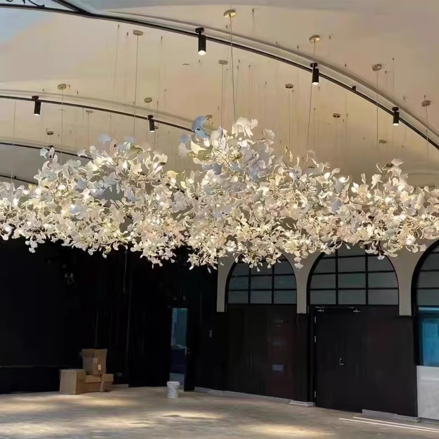 Eurzoris Gingko Metal Leaf Chandelier - Lamp Outdoor