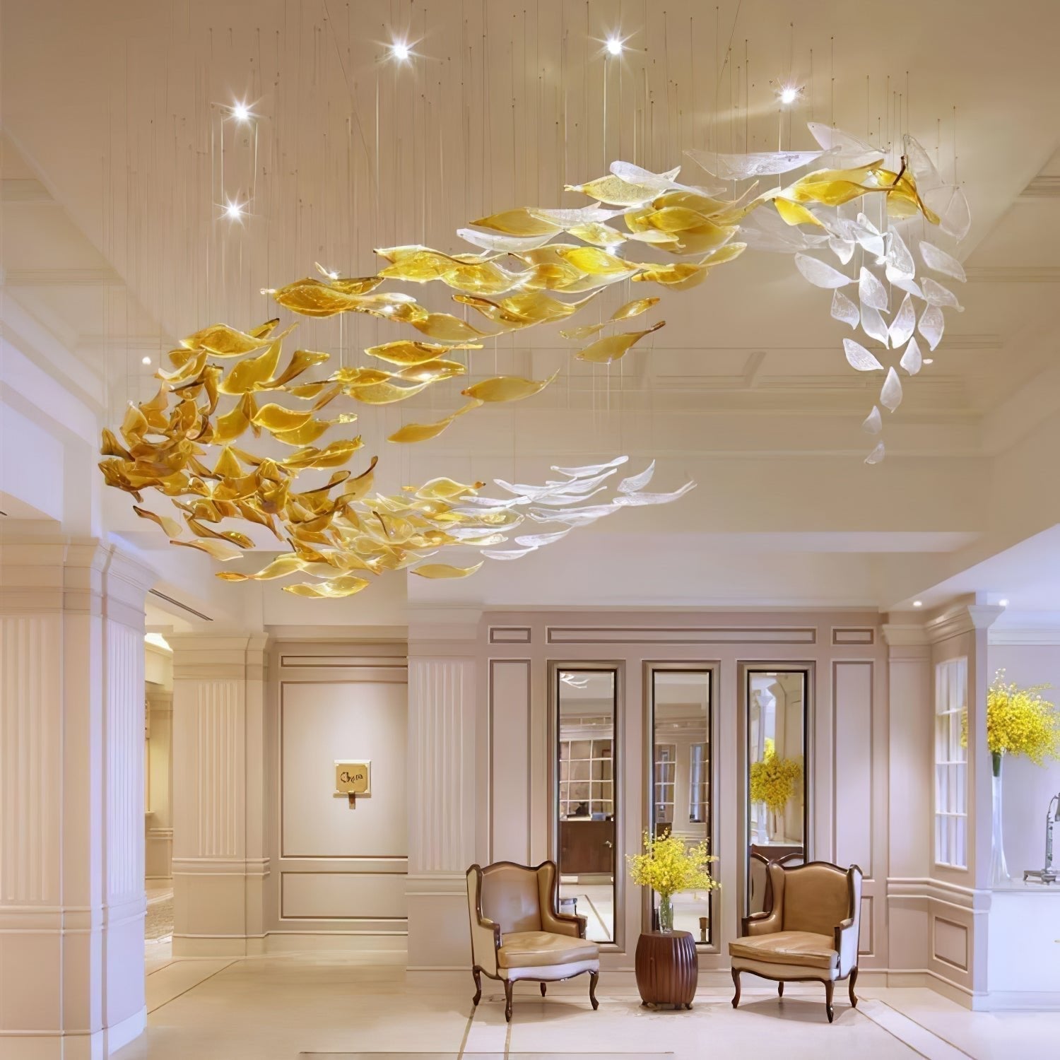 Vamararae Leaf Glass Cascade Chandelier - Lamp Outdoor