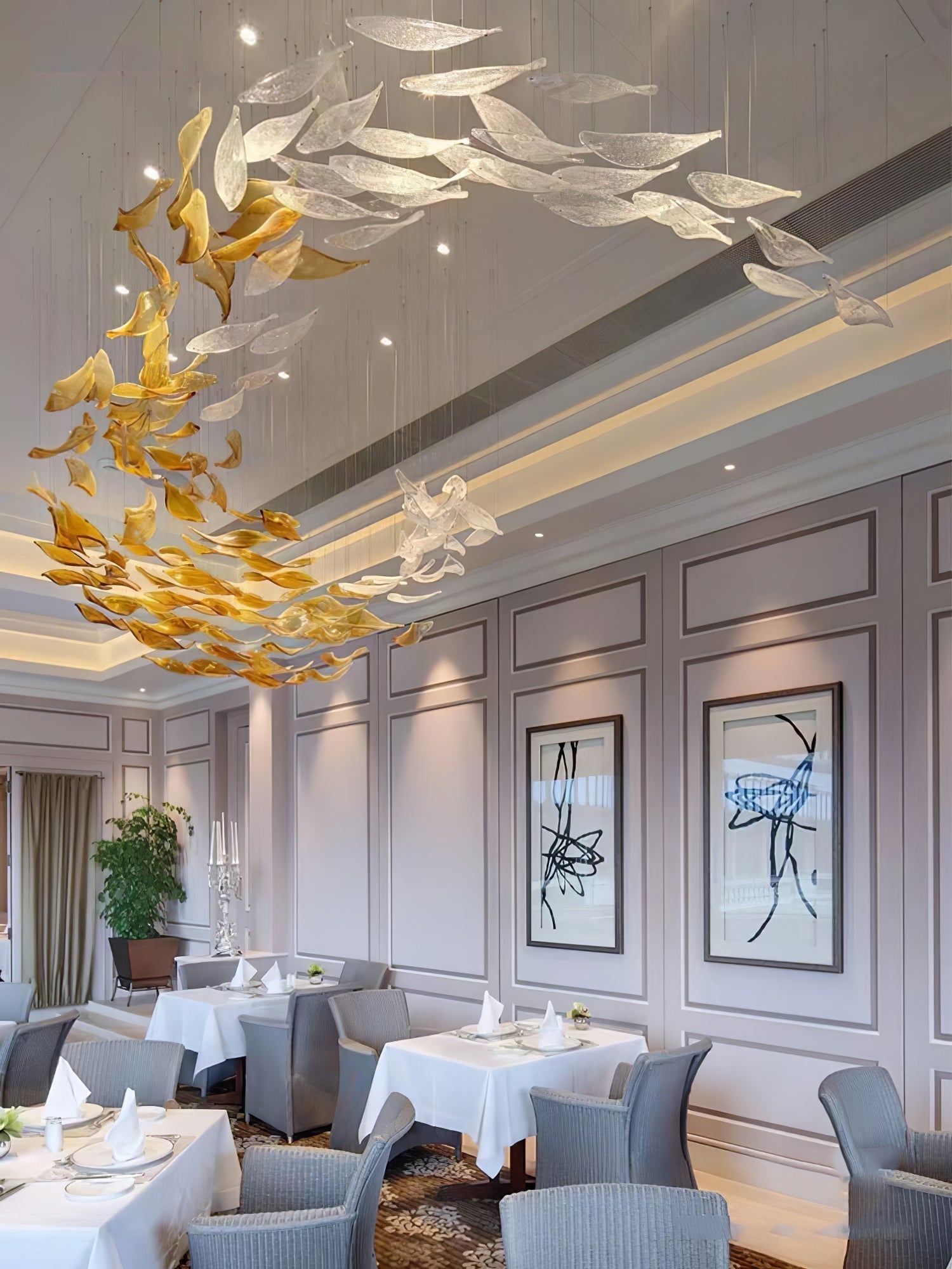 Vamararae Leaf Glass Cascade Chandelier - Lamp Outdoor
