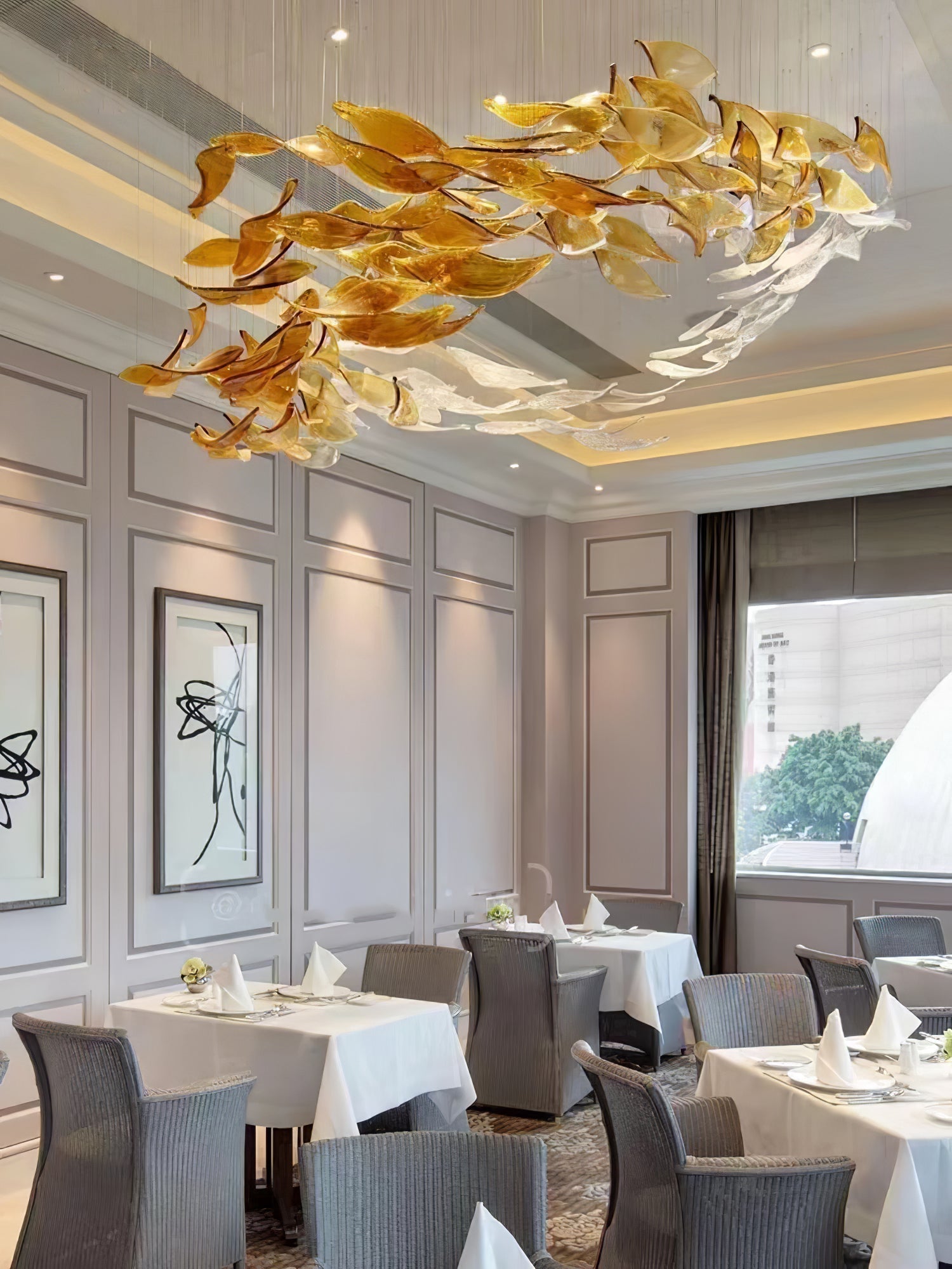 Vamararae Leaf Glass Cascade Chandelier - Lamp Outdoor