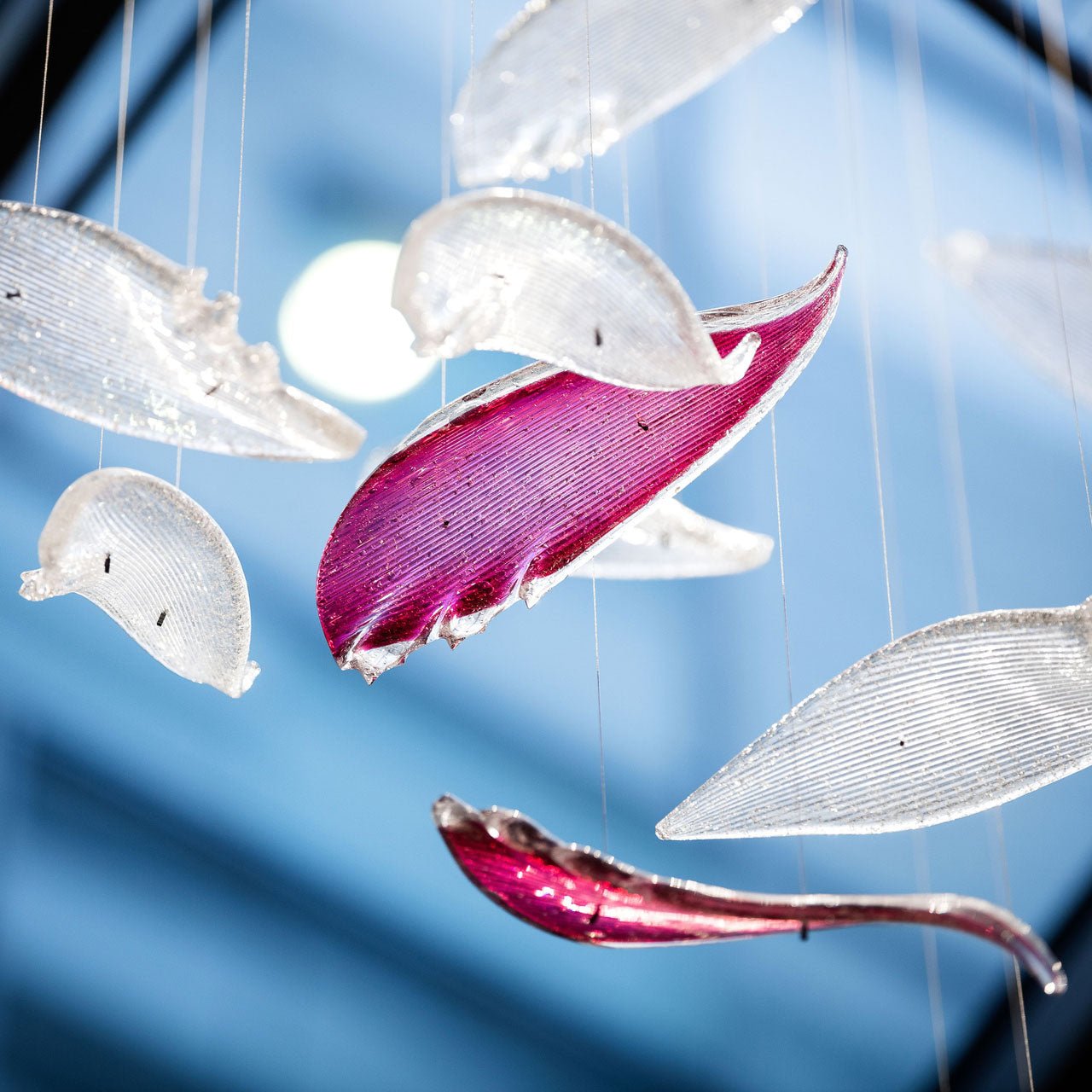 Zathaara Glass Feather Shape Chandelier - Lamp Outdoor