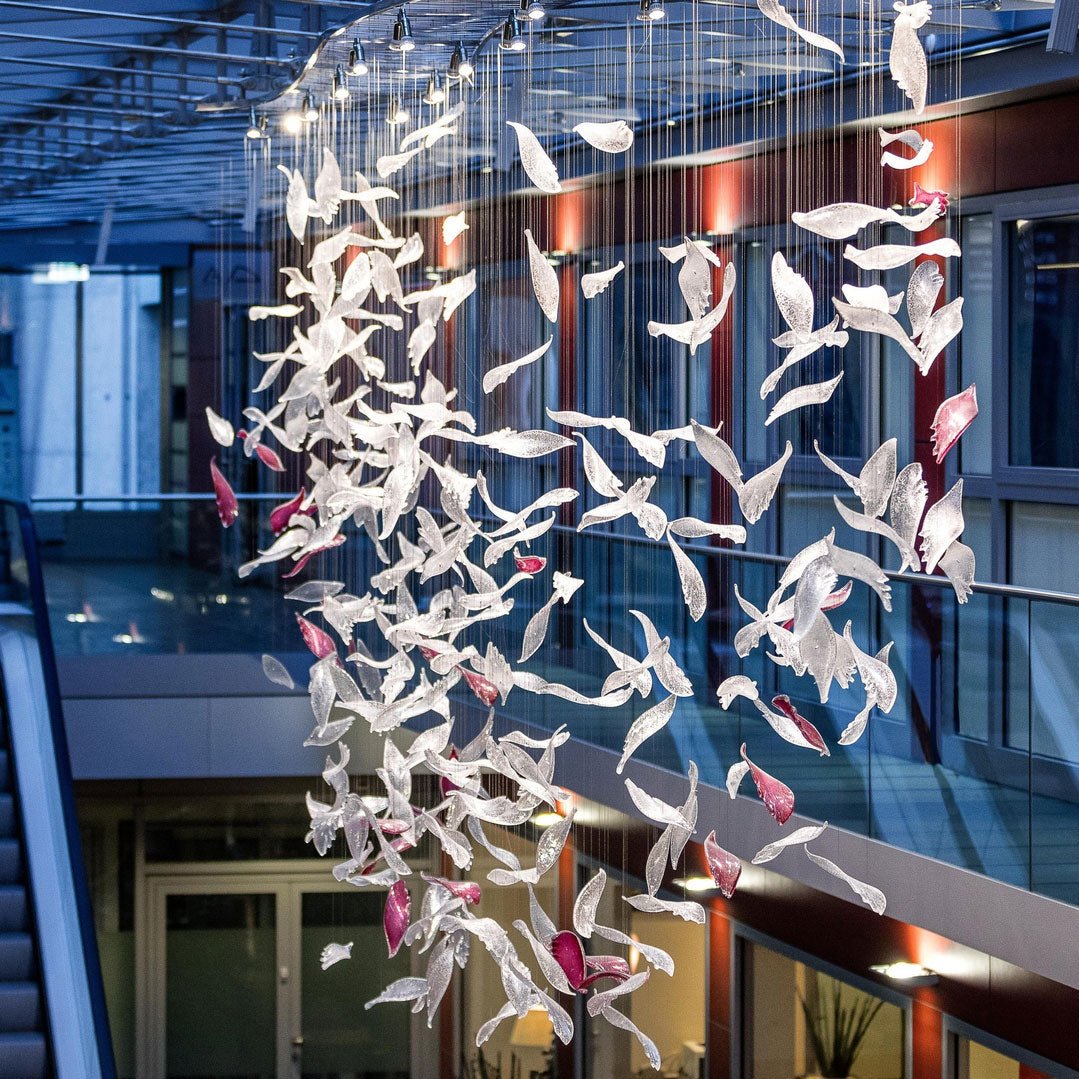 Zathaara Glass Feather Shape Chandelier - Lamp Outdoor