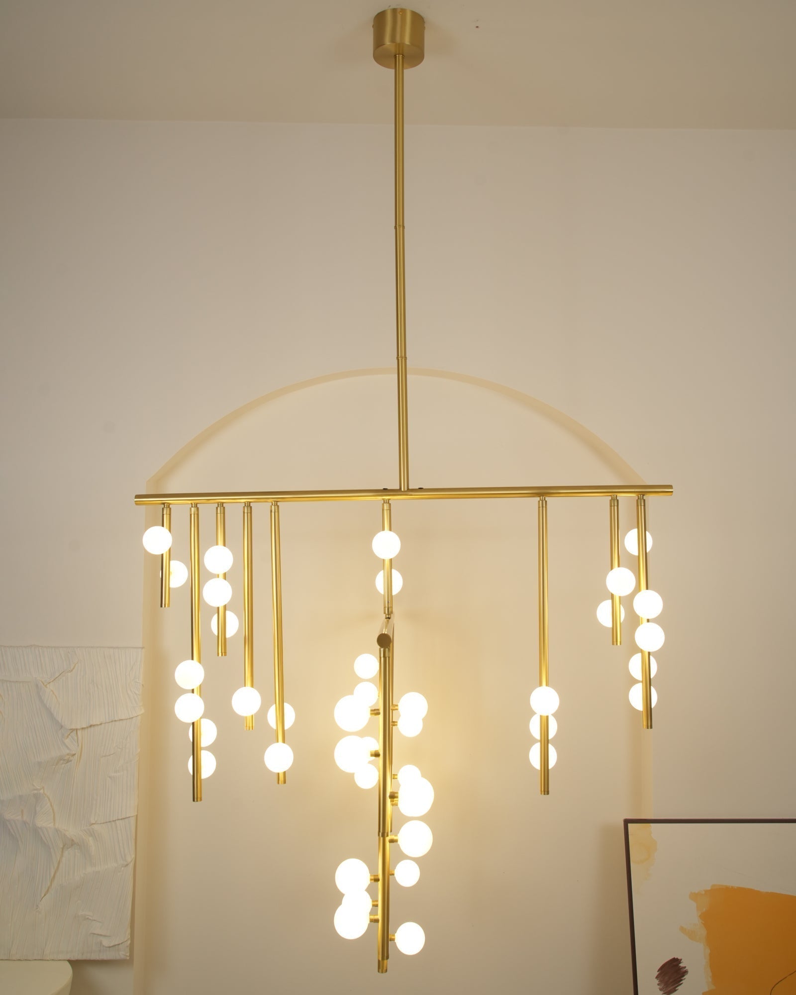Eurzoris Geometric Brass Linear Pendant Light Chandelier - Lamp Outdoor