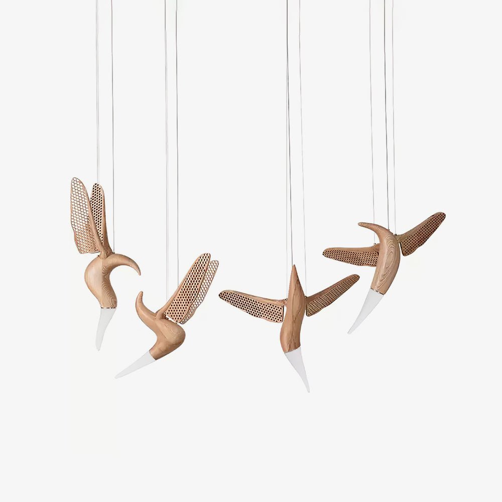 Elsilor Avian-Inspired Wood Pendant Light - Lamp Outdoor