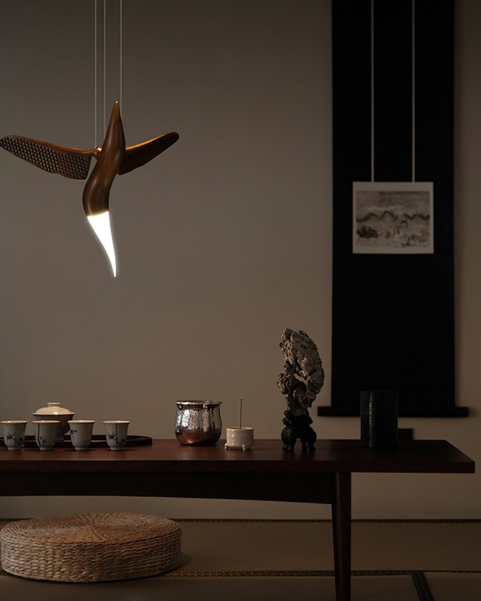 Elsilor Avian-Inspired Wood Pendant Light - Lamp Outdoor