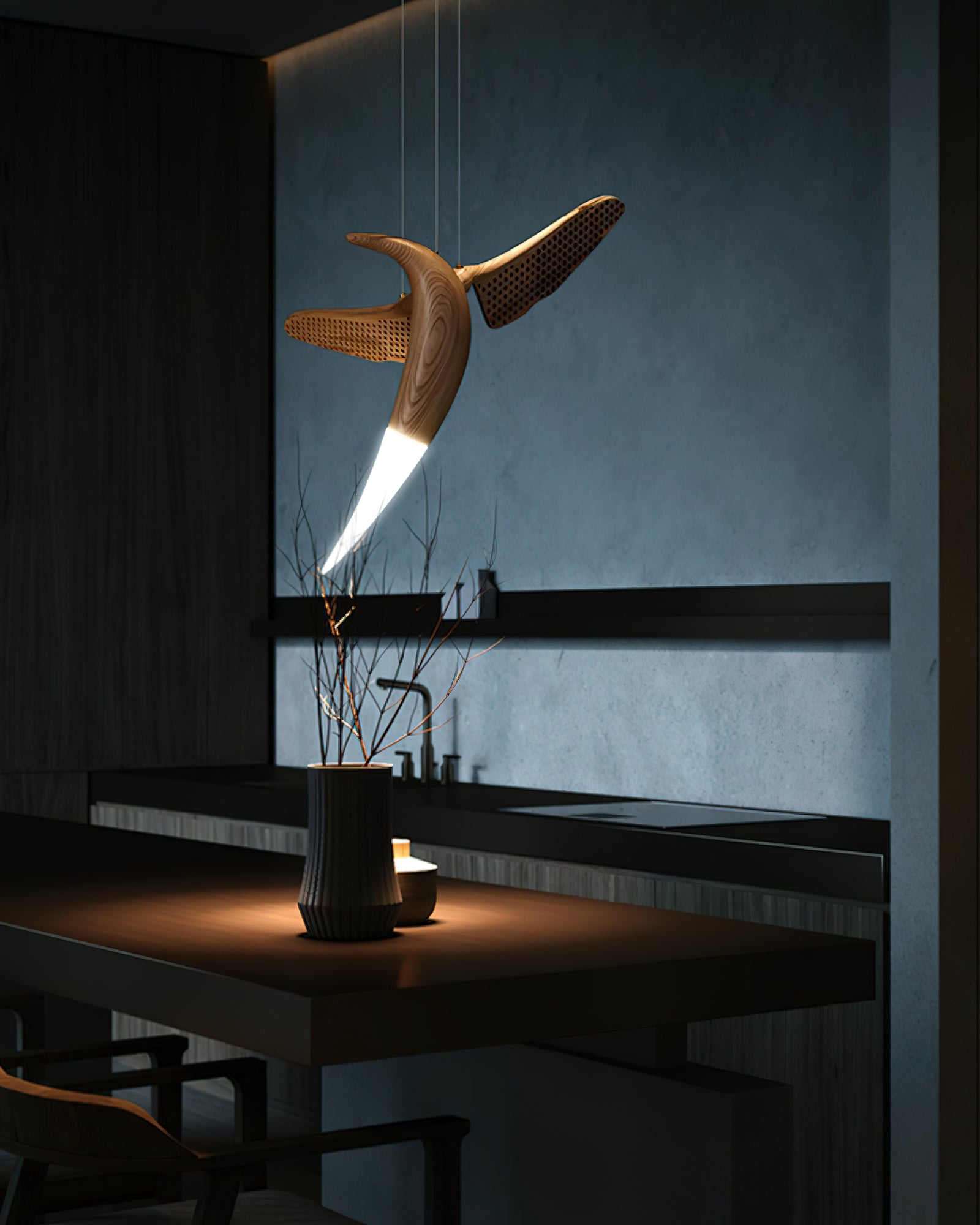 Elsilor Avian-Inspired Wood Pendant Light - Lamp Outdoor