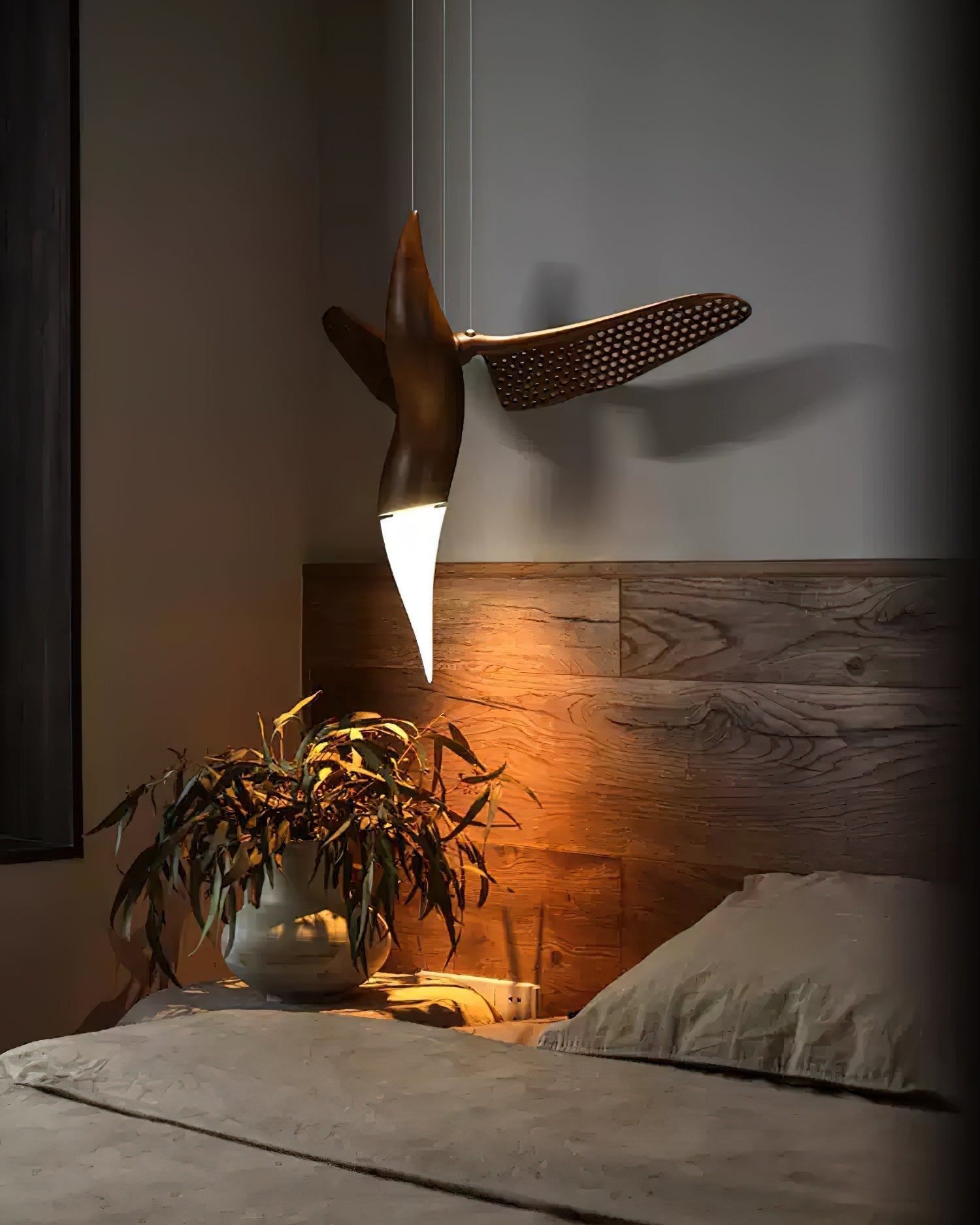 Elsilor Avian-Inspired Wood Pendant Light - Lamp Outdoor