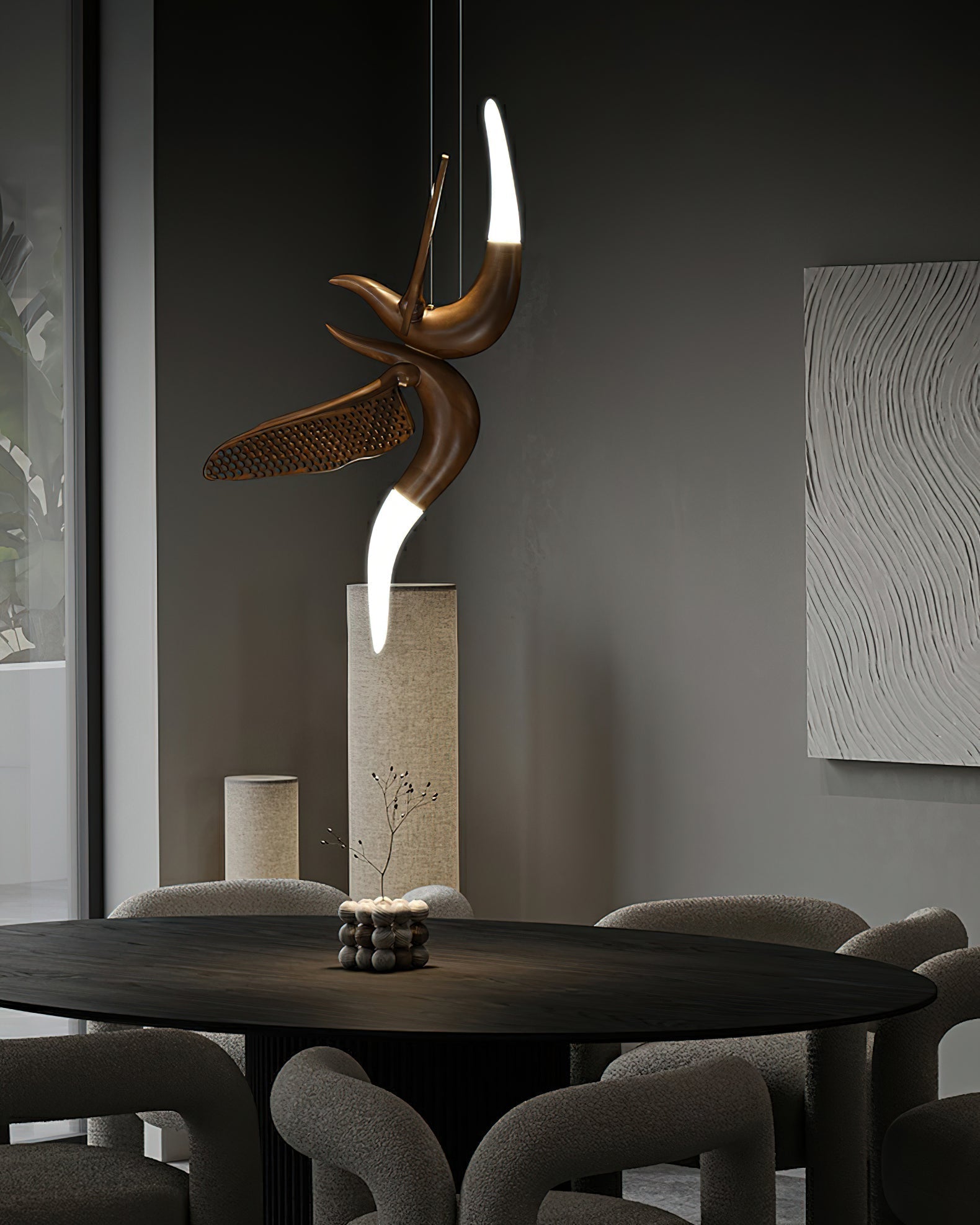 Elsilor Avian-Inspired Wood Pendant Light - Lamp Outdoor