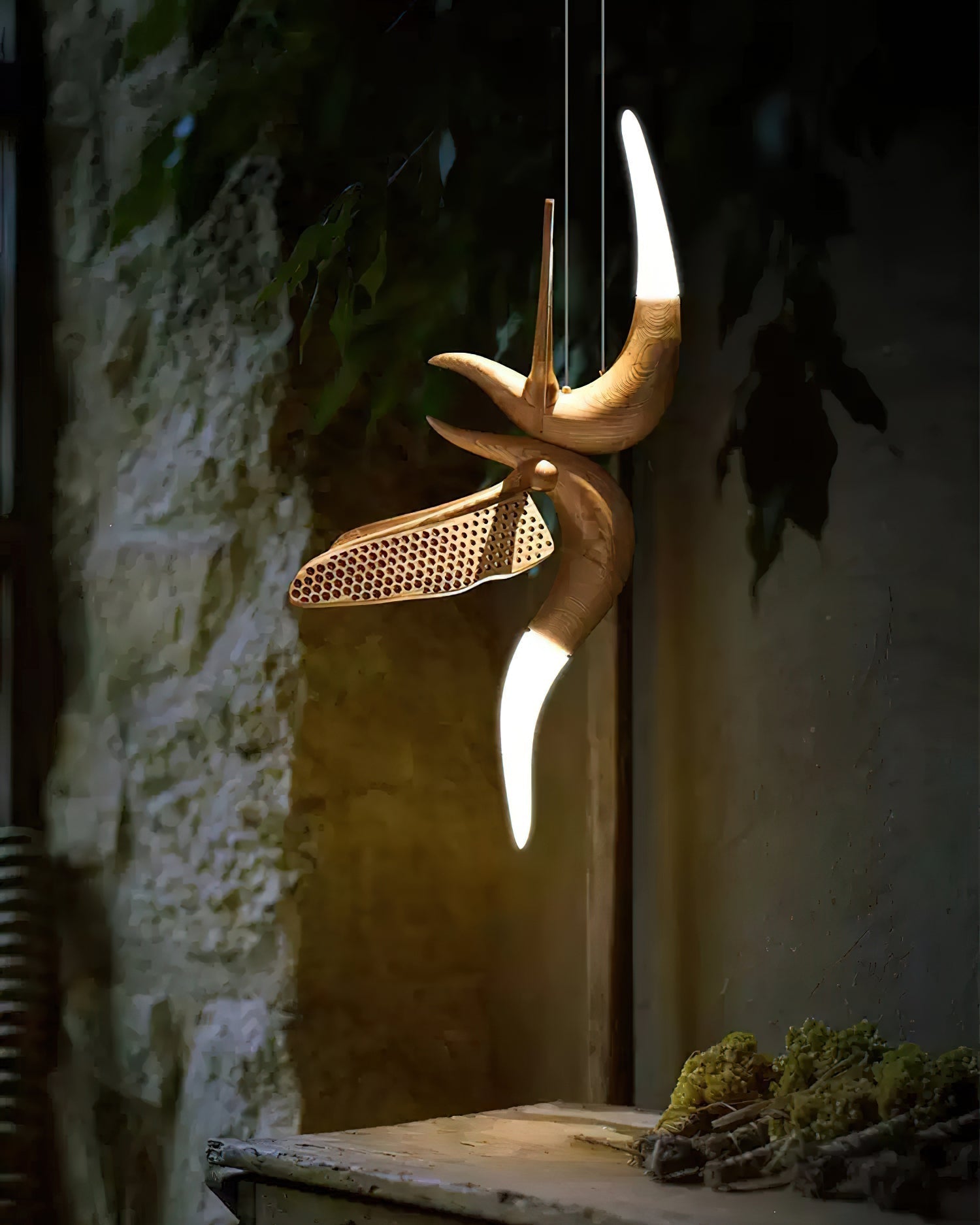 Elsilor Avian-Inspired Wood Pendant Light - Lamp Outdoor
