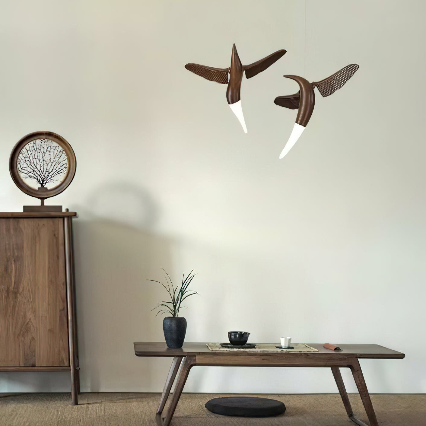 Elsilor Avian-Inspired Wood Pendant Light - Lamp Outdoor