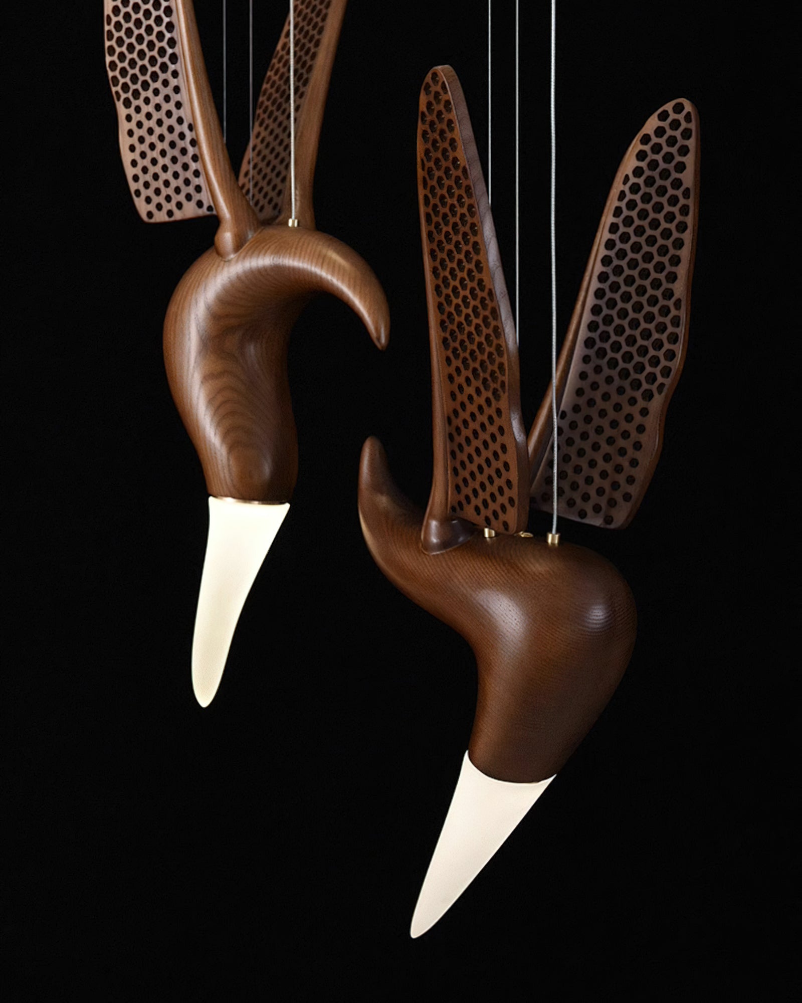 Elsilor Avian-Inspired Wood Pendant Light - Lamp Outdoor