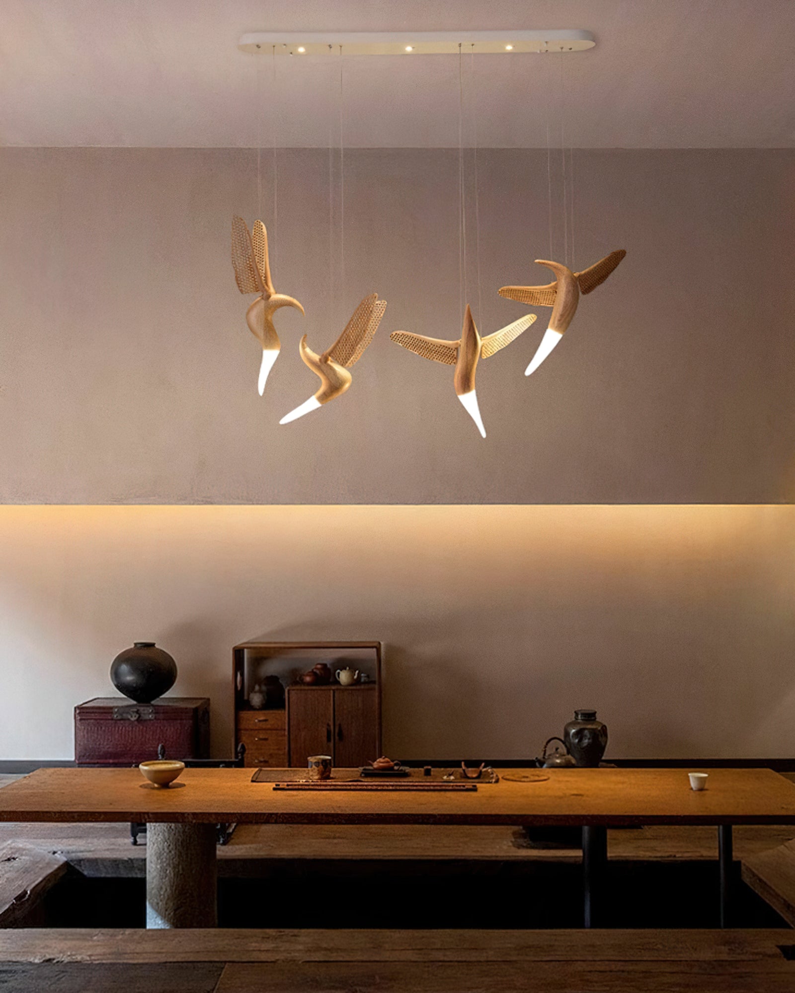 Elsilor Avian-Inspired Wood Pendant Light - Lamp Outdoor