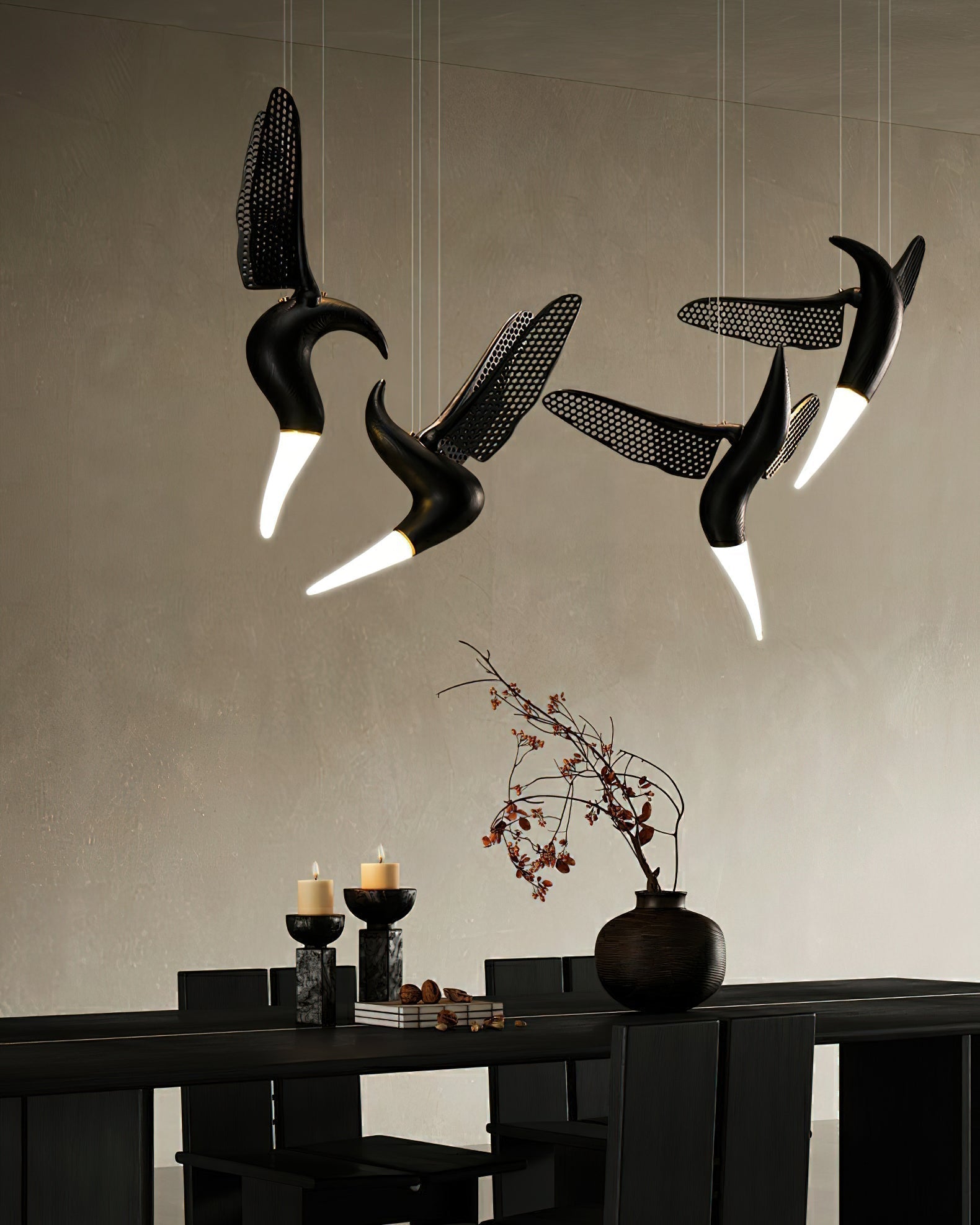 Elsilor Avian-Inspired Wood Pendant Light - Lamp Outdoor