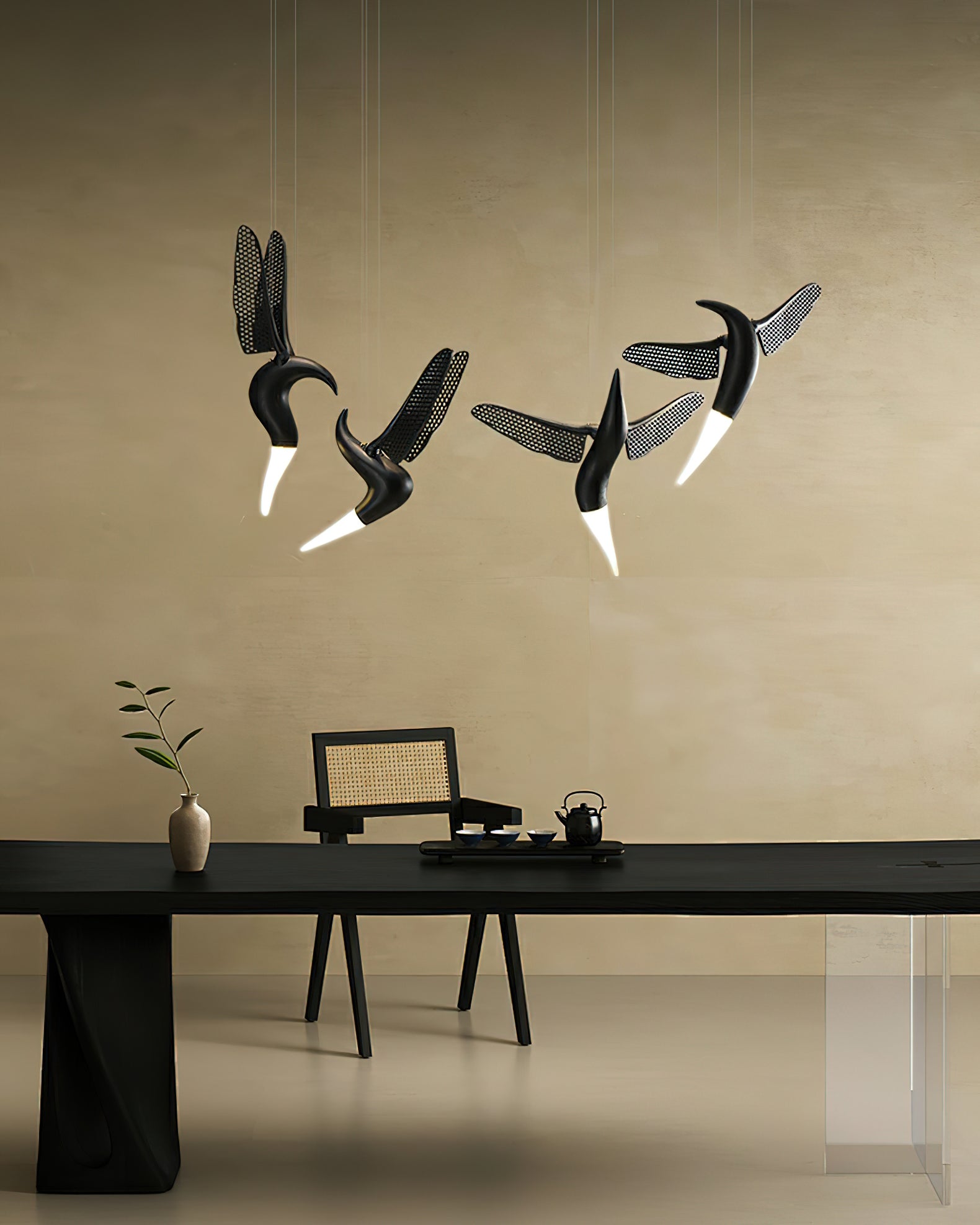 Elsilor Avian-Inspired Wood Pendant Light - Lamp Outdoor