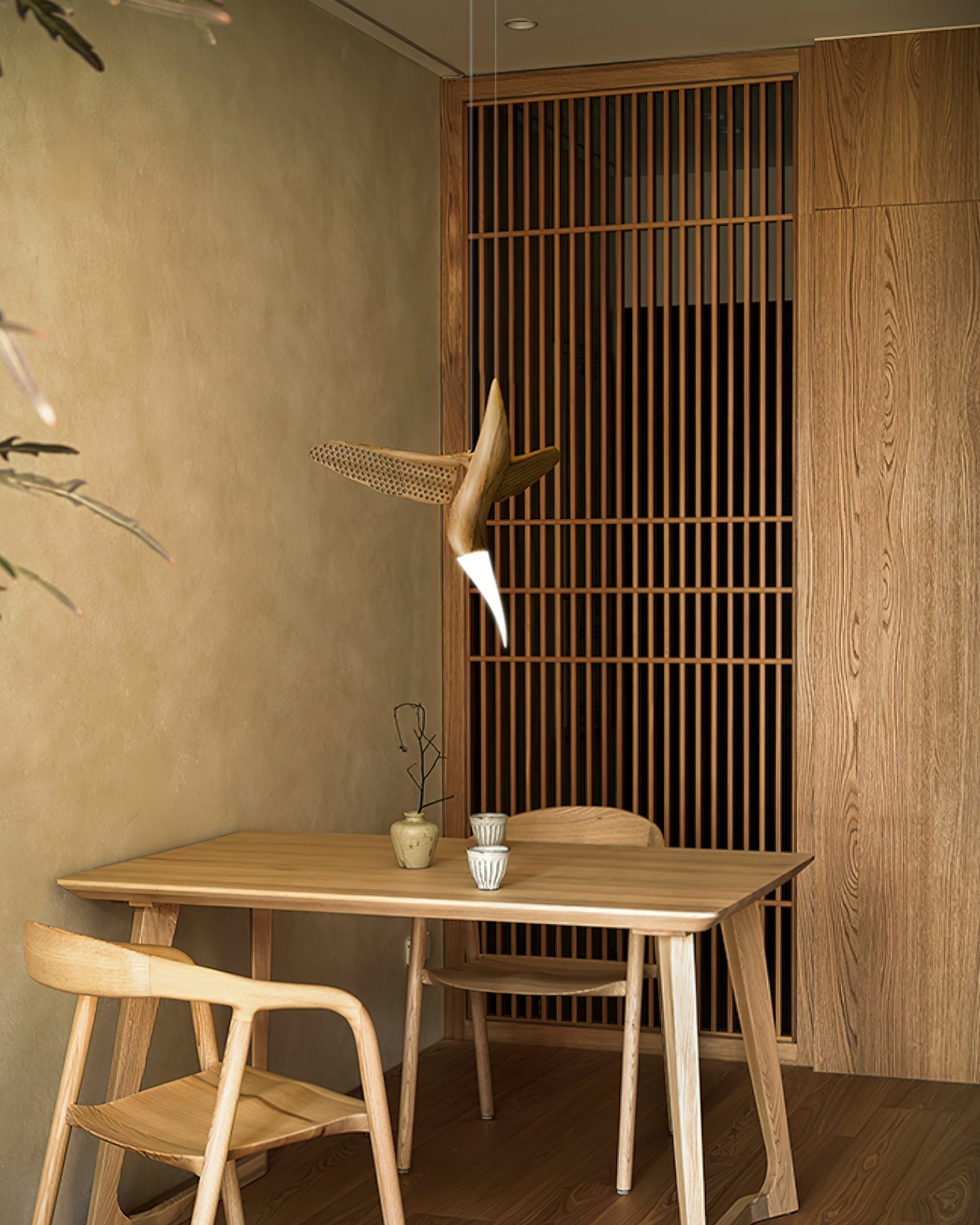 Elsilor Avian-Inspired Wood Pendant Light - Lamp Outdoor