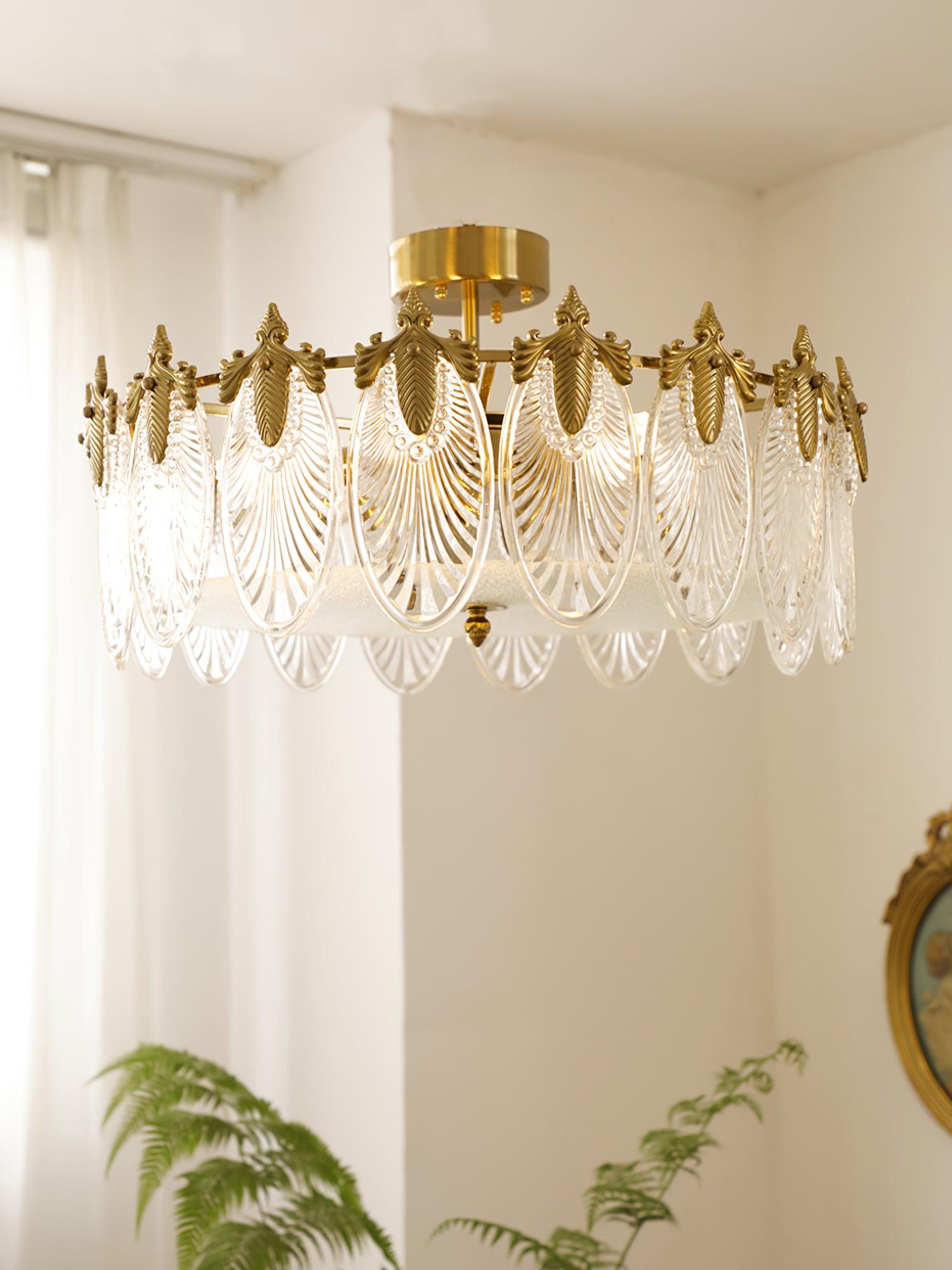 Decorative Pattern Glass Round Chandelier - Lamp Outdoor